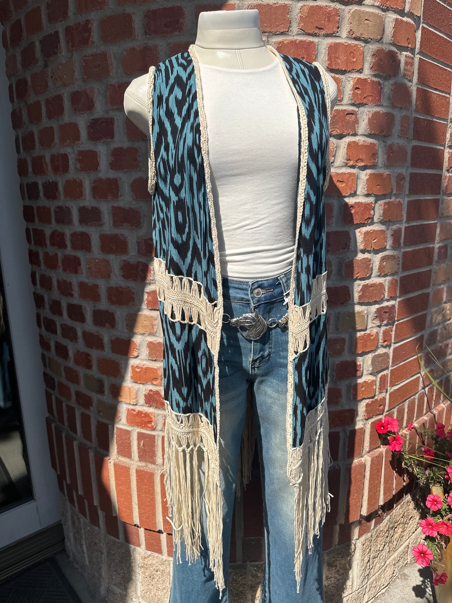 Fringe Sleeveless Boho Kimono