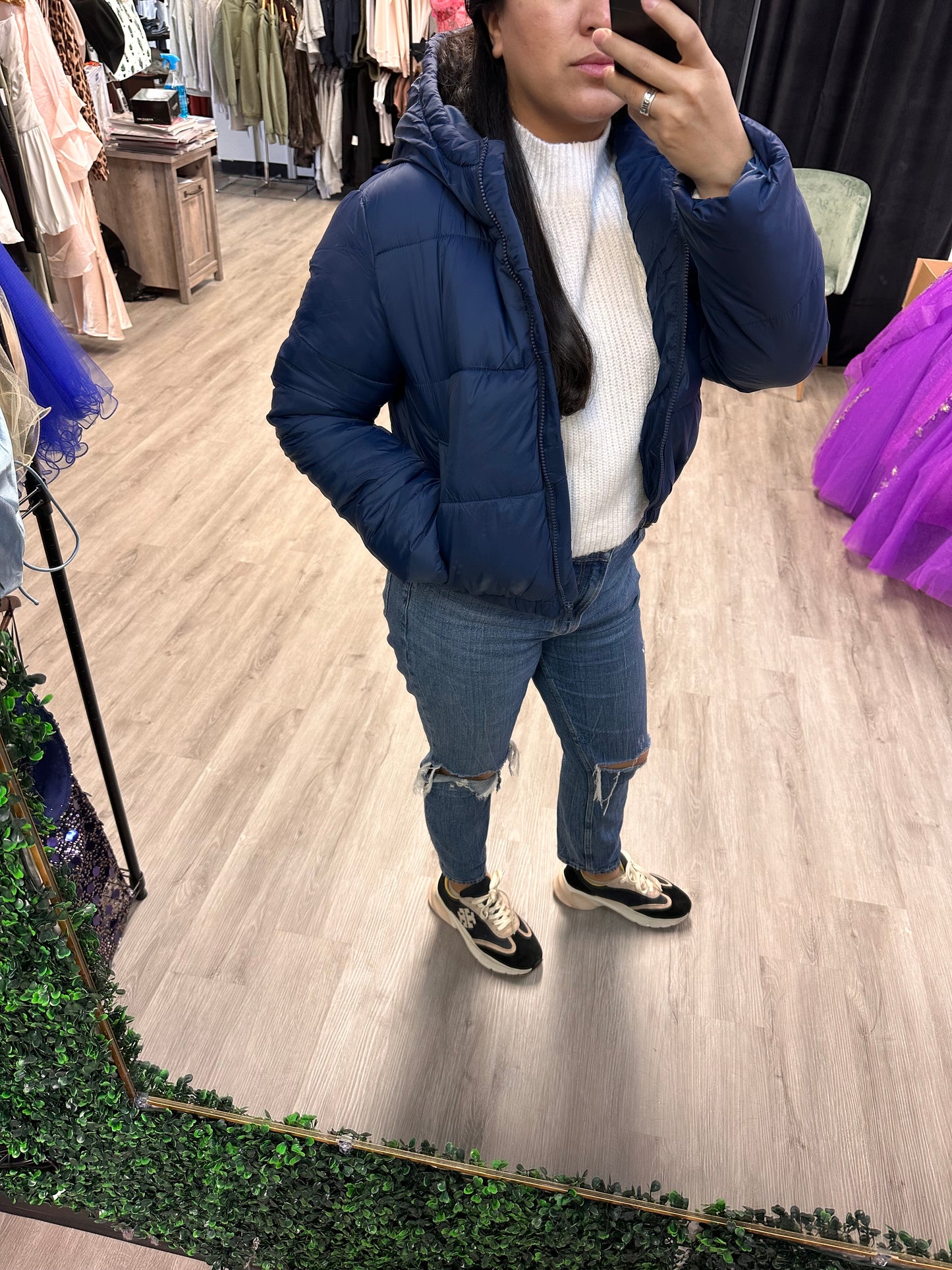 Cropped Hooded Puffer Jacket