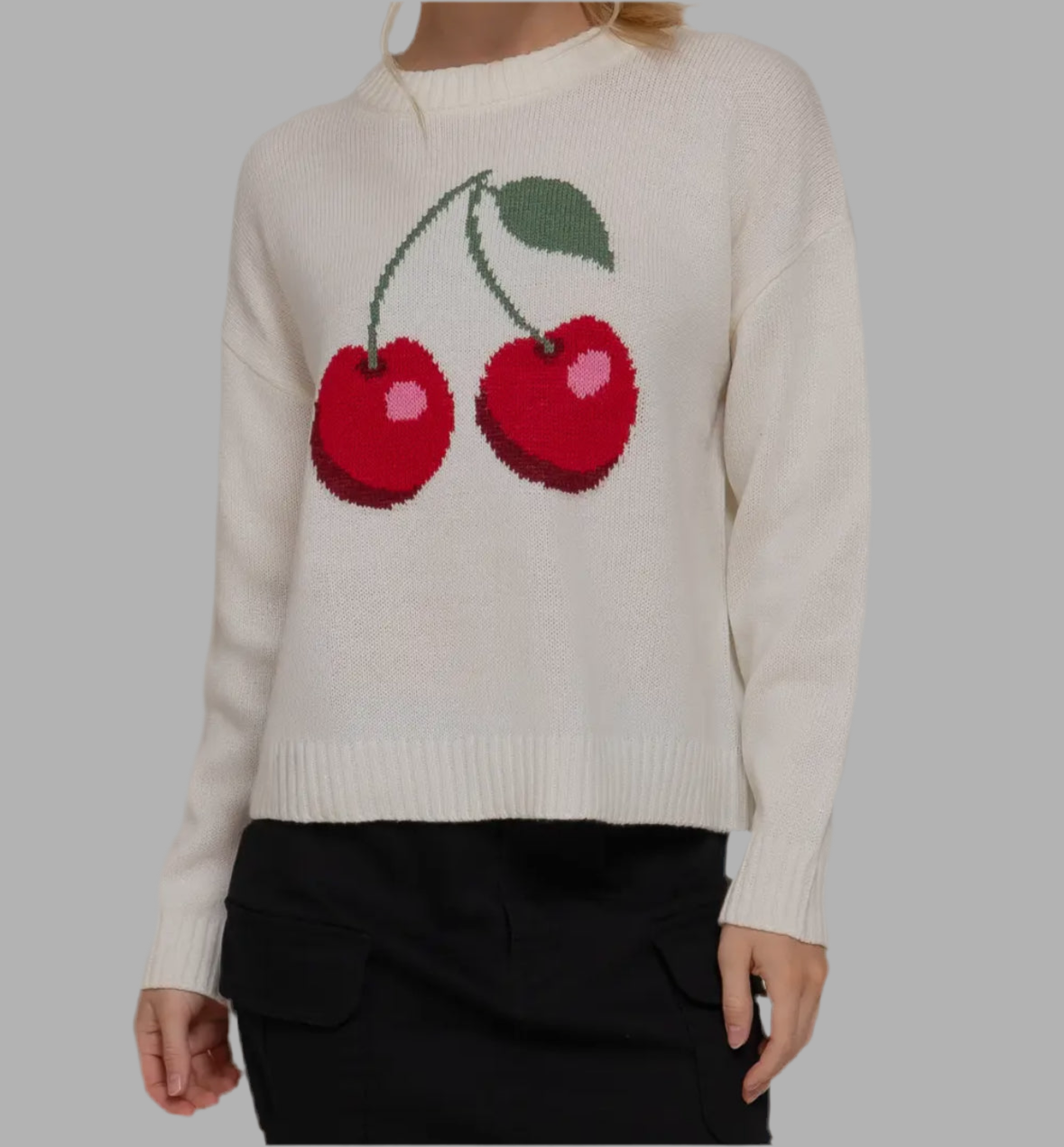 Cream Cherry Sweater