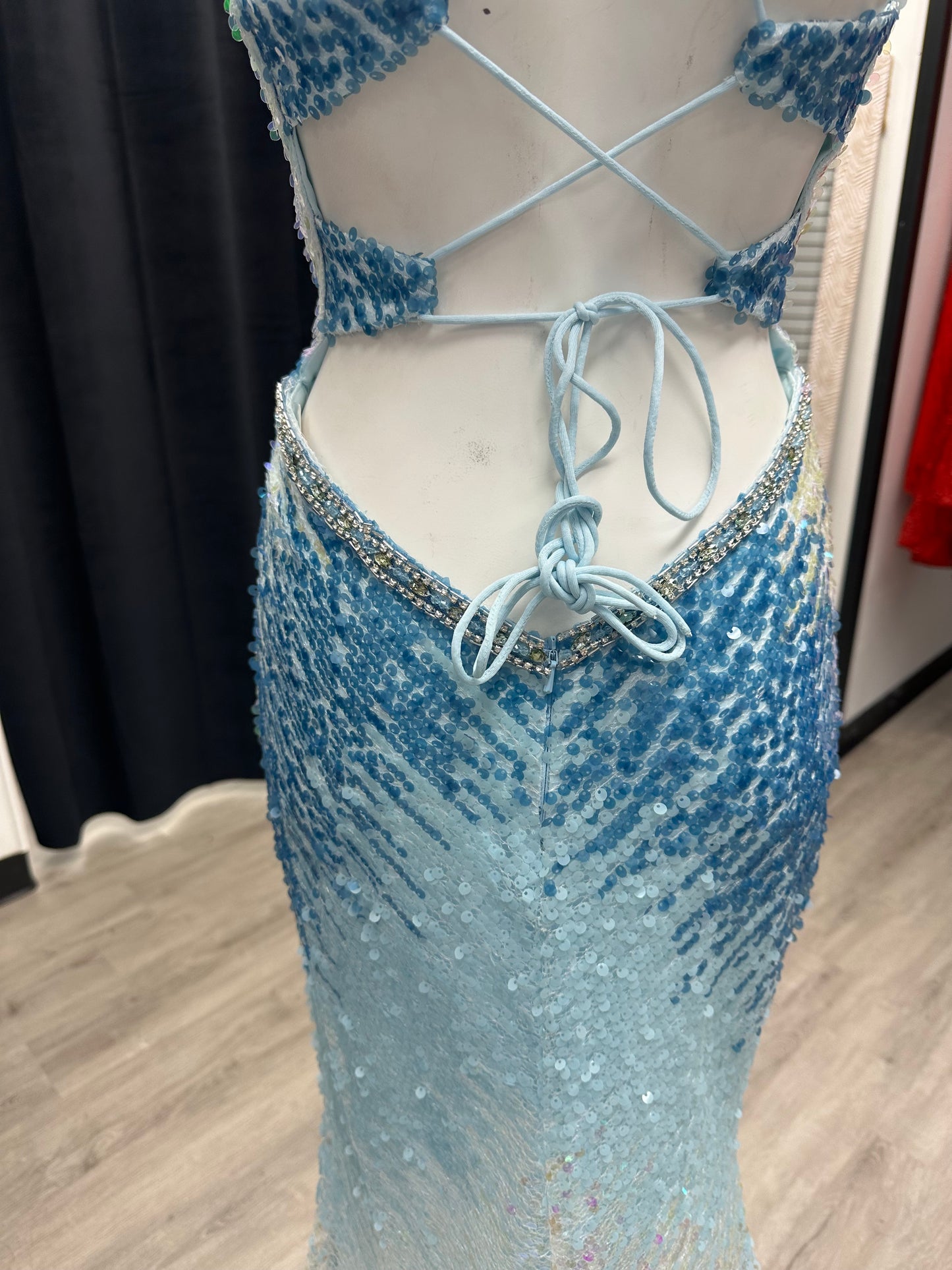 Blue Ombré Sequin Dress