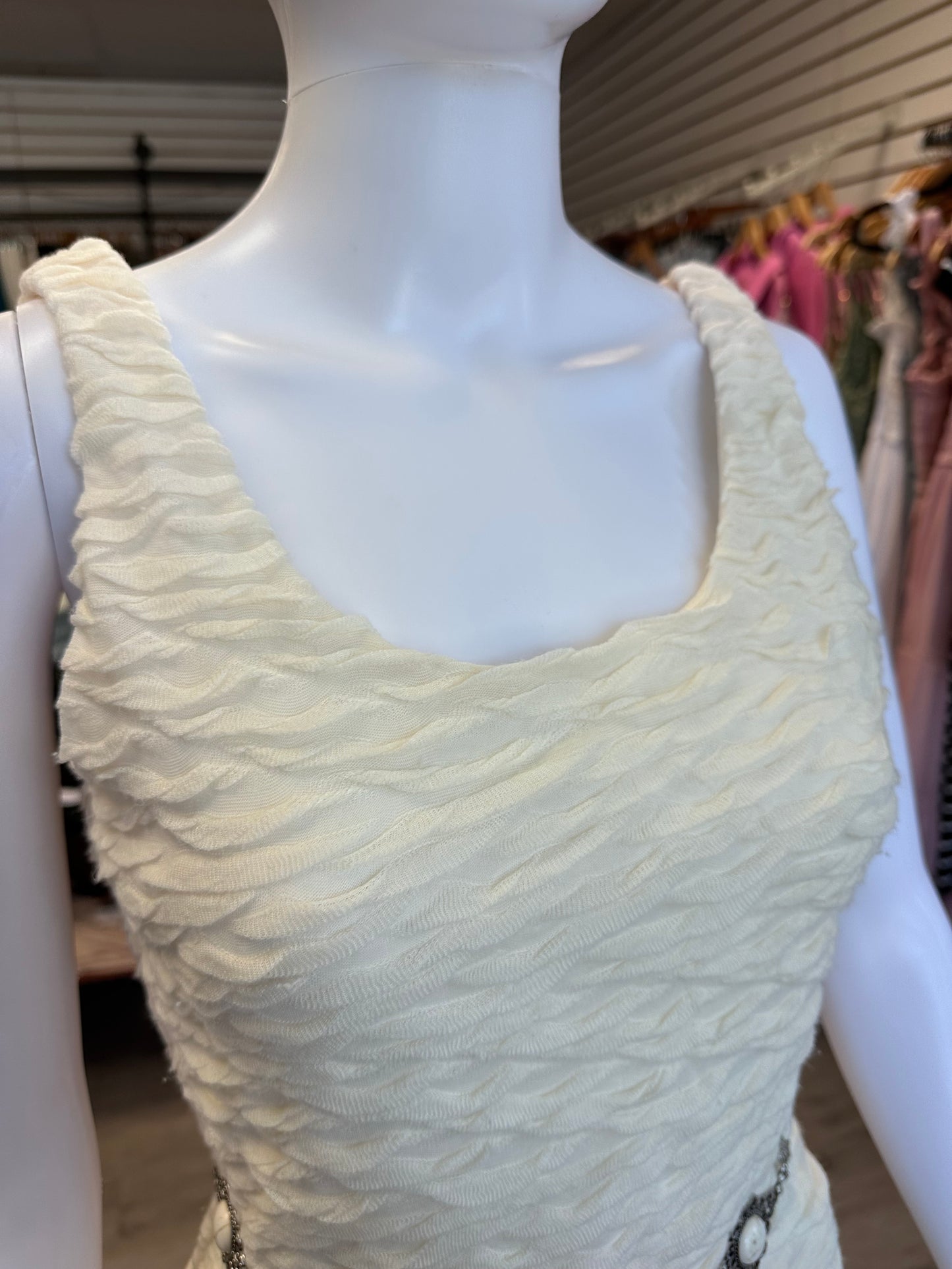 Cream Bodycon Textured Dress