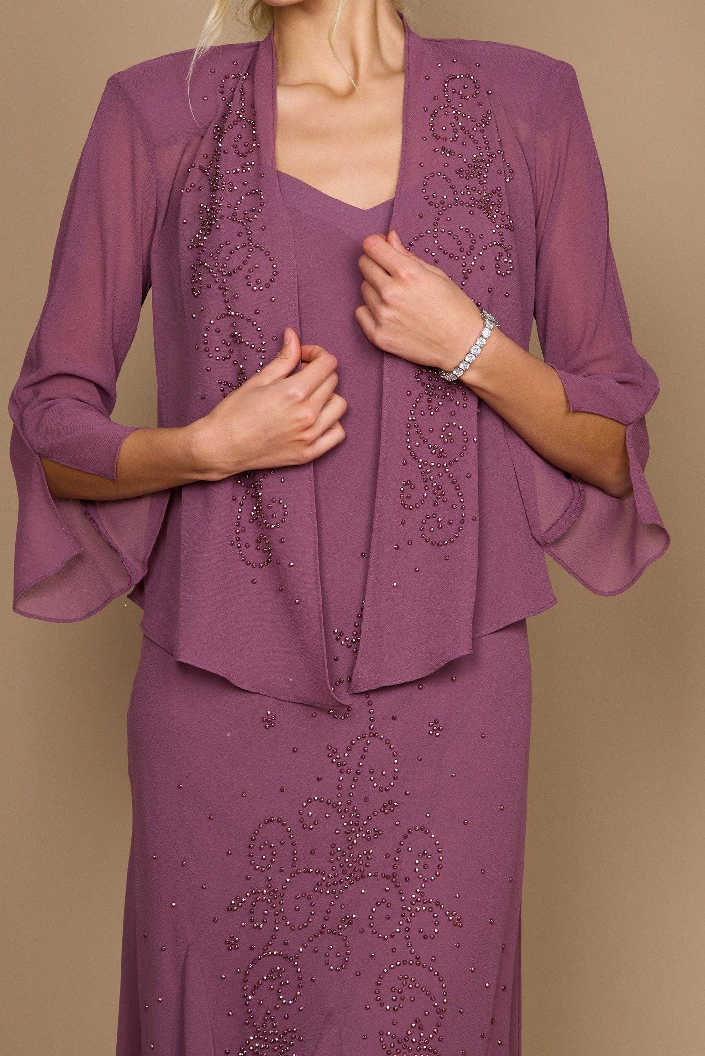 Plus Size Long Mother Of The Bride Dress: Dark Rose / 14W