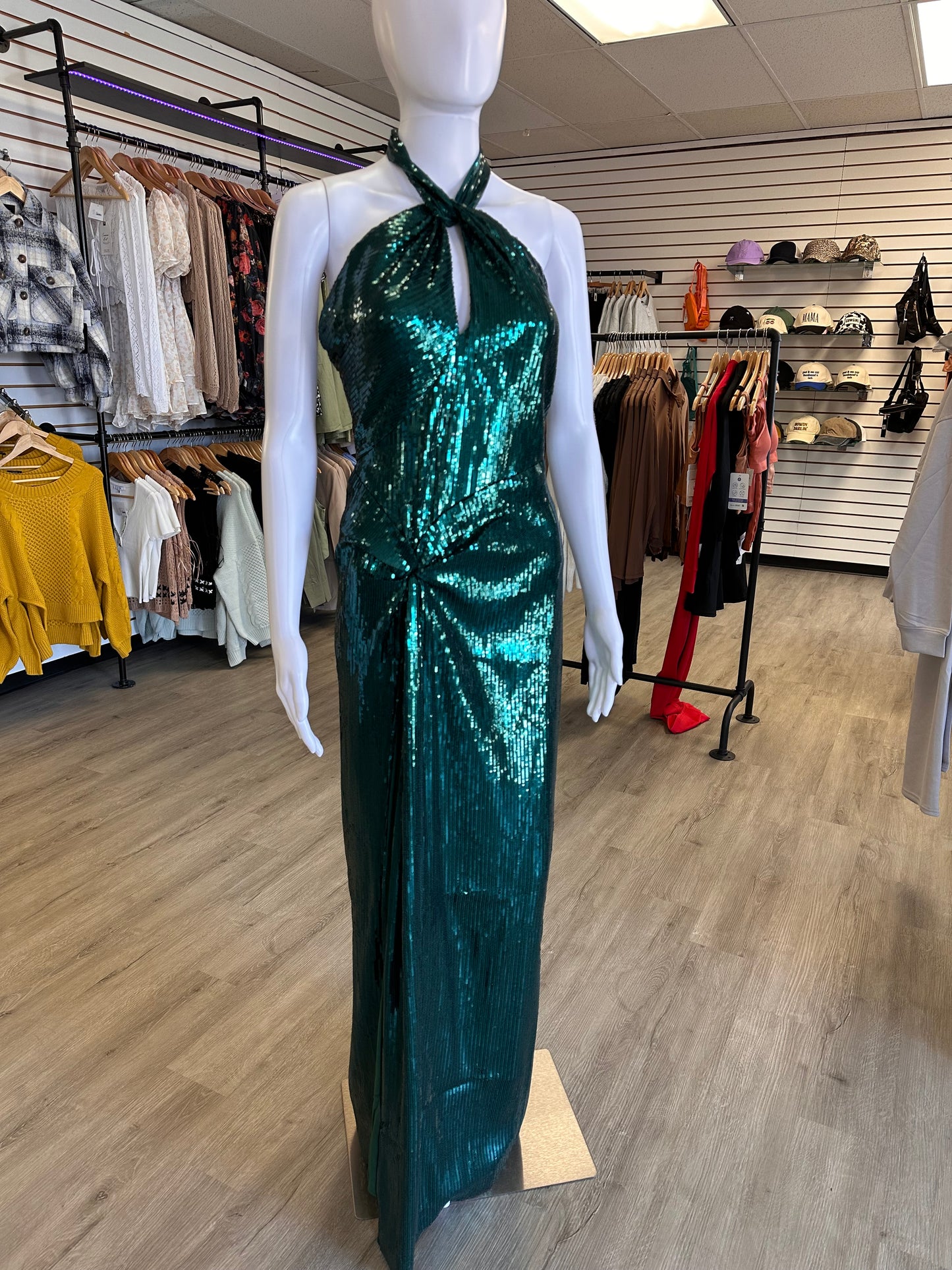 Green Sequin Formal Dress