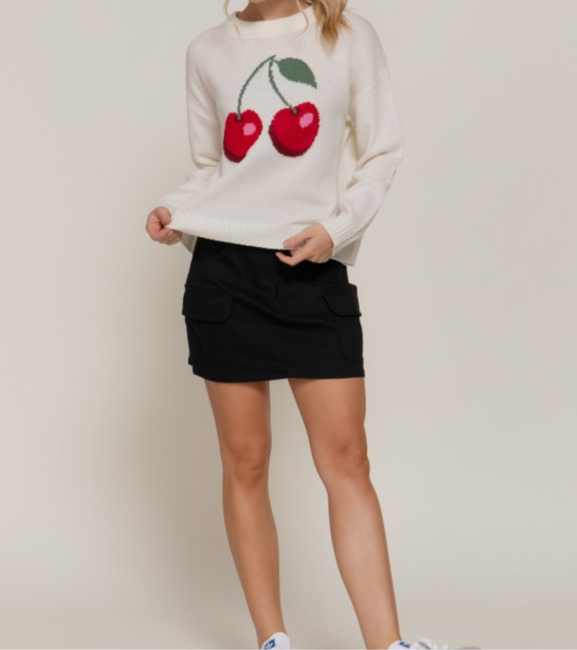 Cream Cherry Sweater