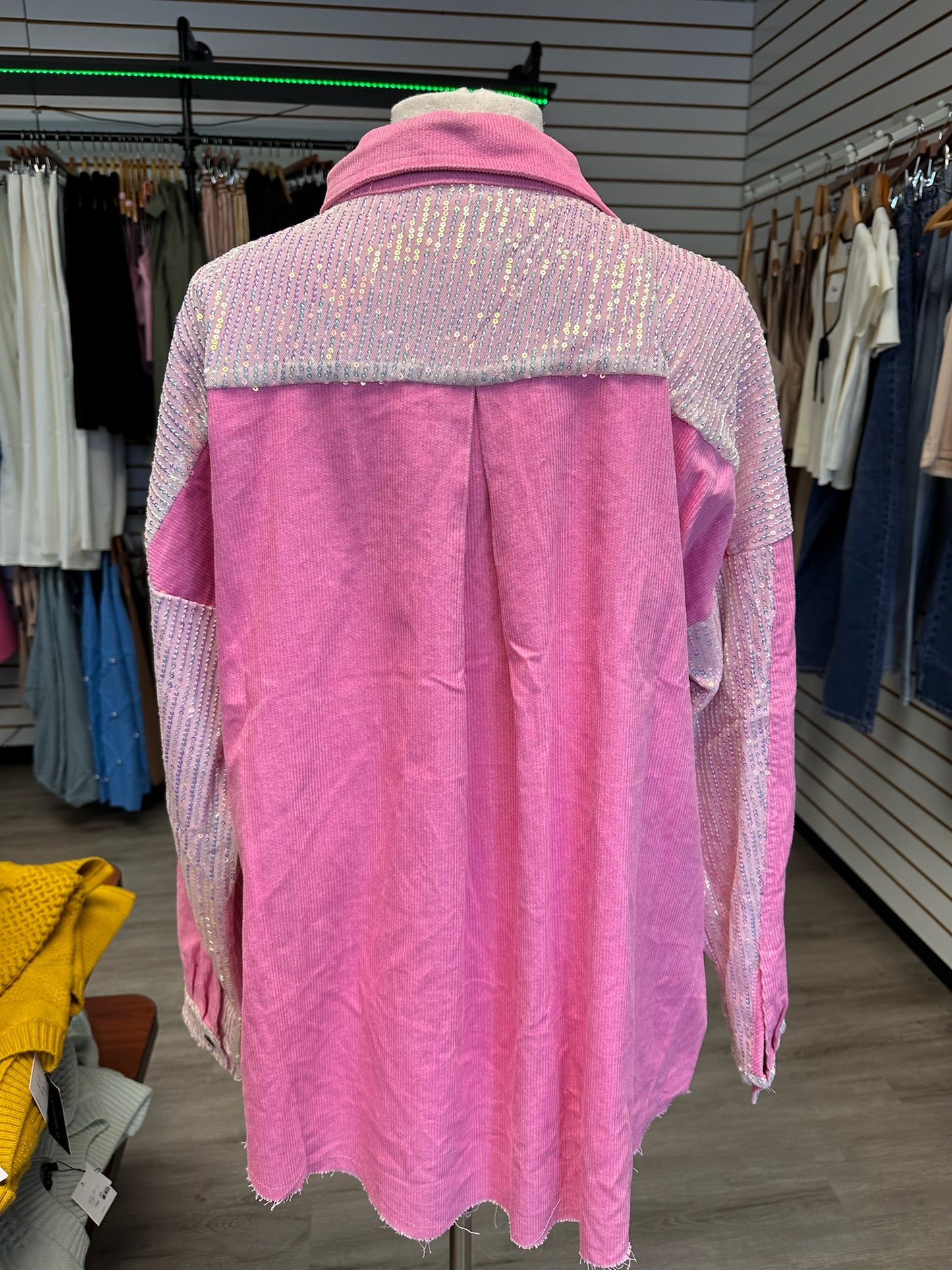 Pink Sequin Corduroy Shirt
