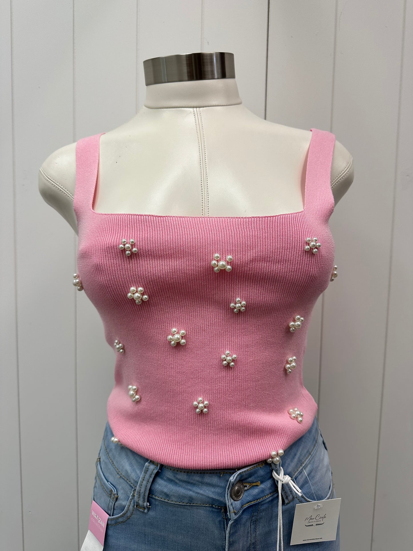 Floral Beaded Crop Top
