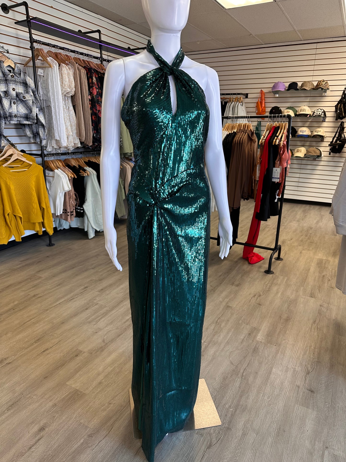 Green Sequin Formal Dress