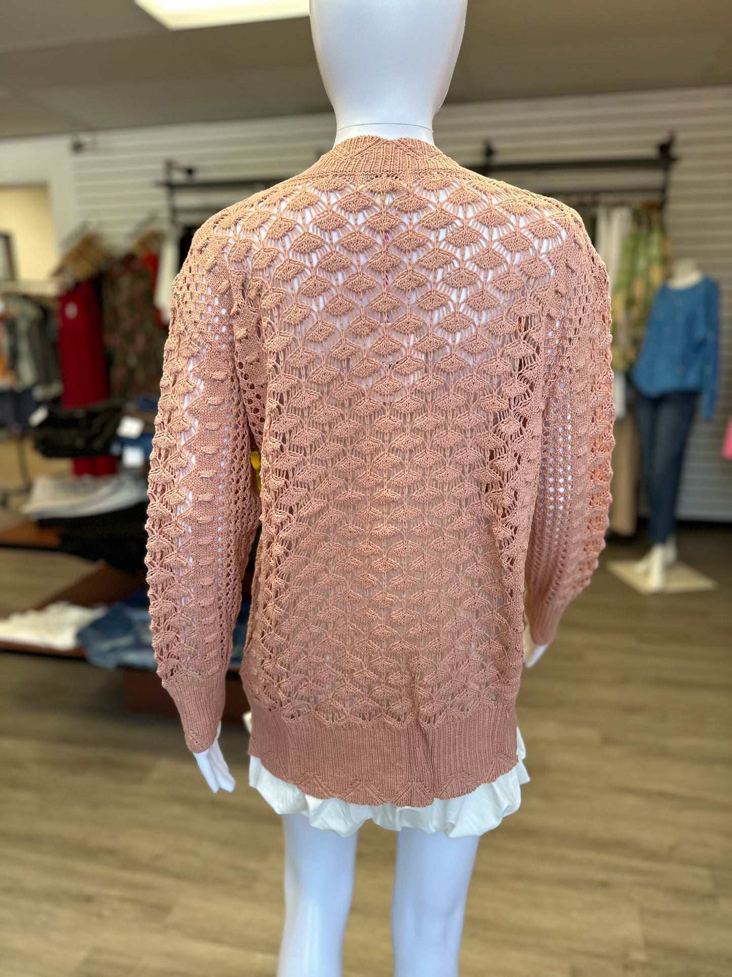 Pink Knit Open Cardigan