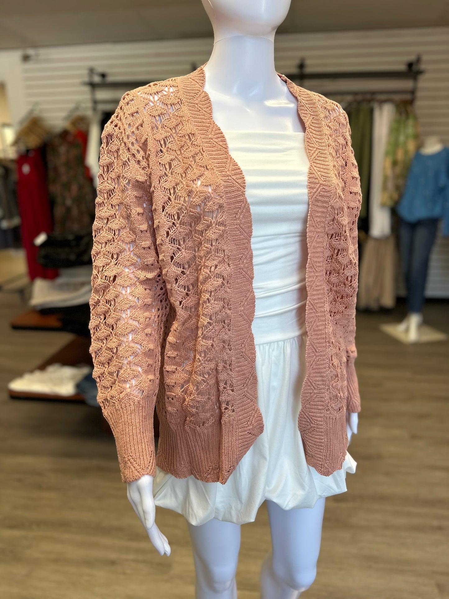 Pink Knit Open Cardigan