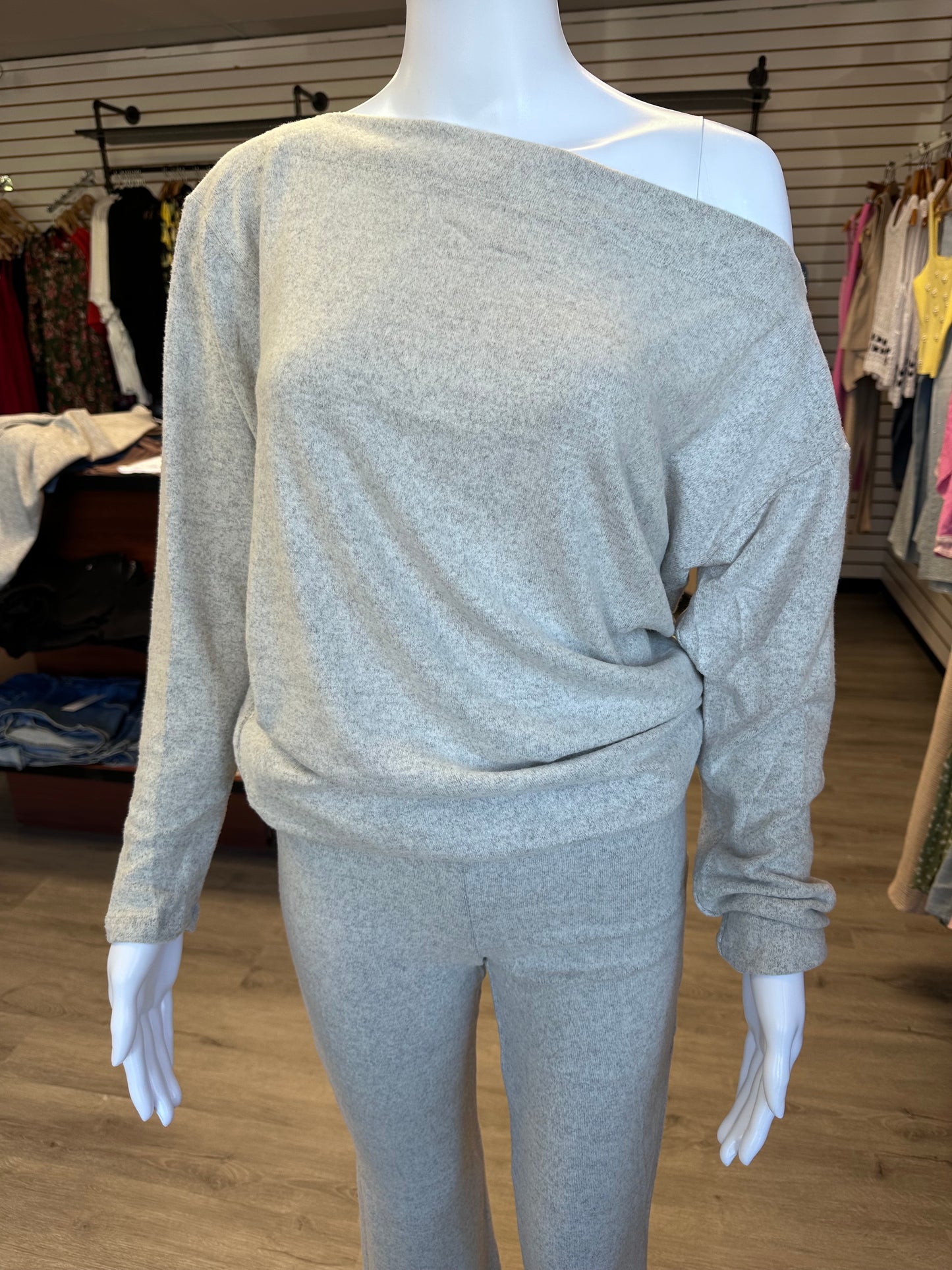 Gray Long Sleeve 2 Piece Lounge Set