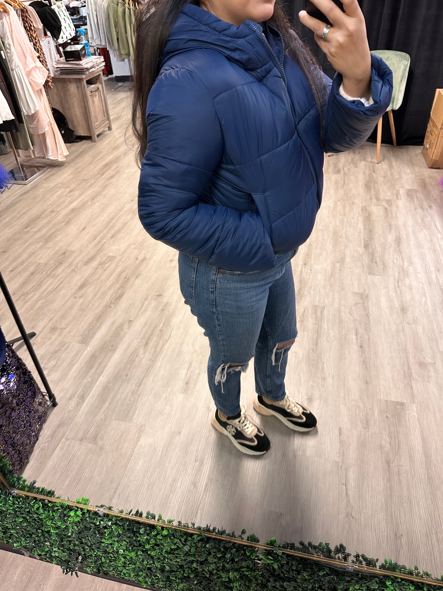 Cropped Hooded Puffer Jacket