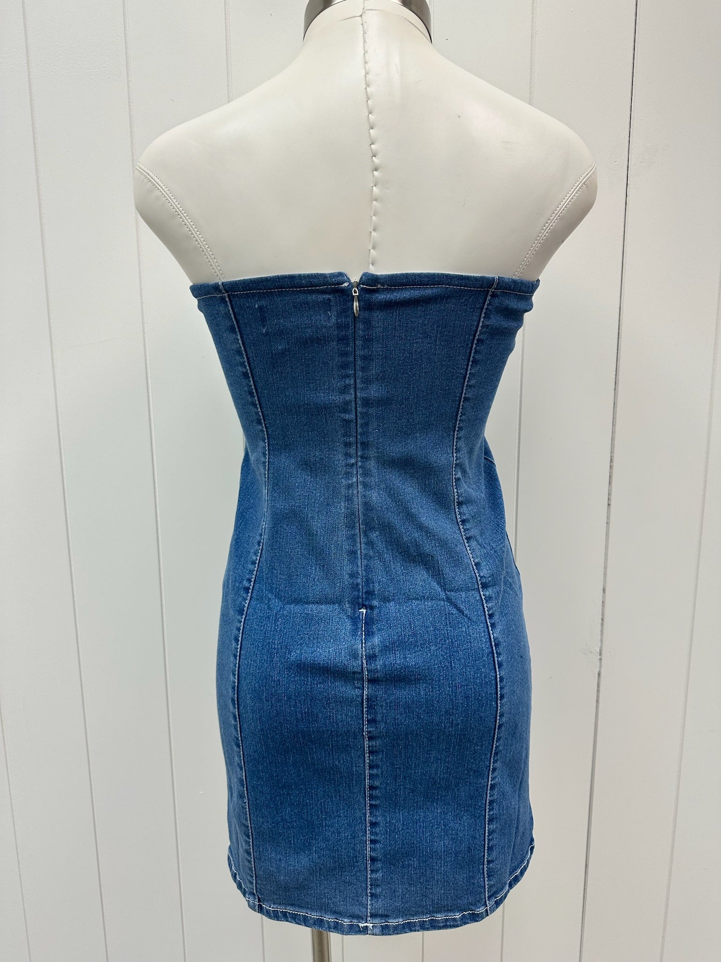 Denim Strapless Fitted Dress