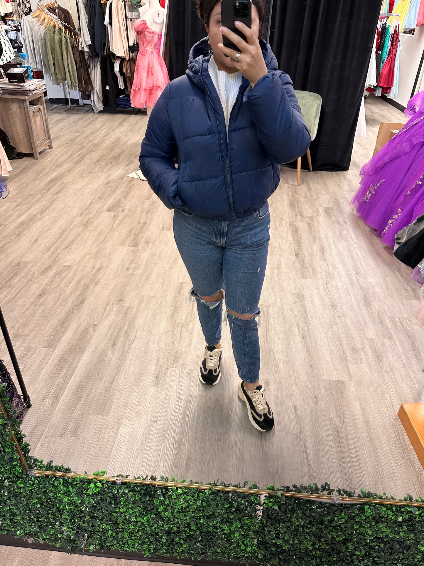 Cropped Hooded Puffer Jacket