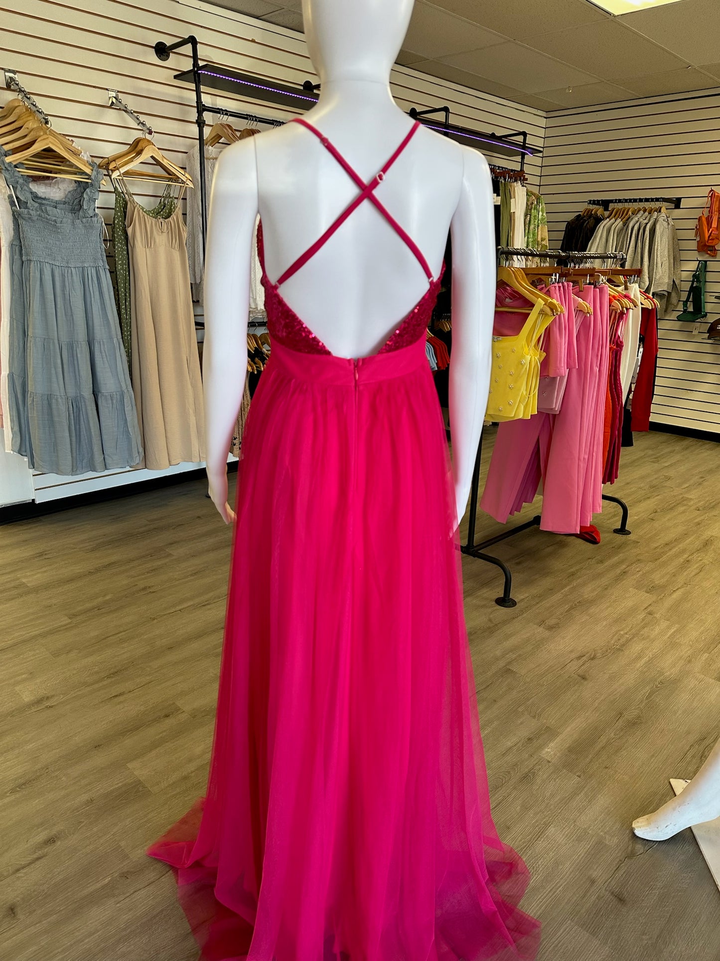 Pink Maxi Sequin Dress