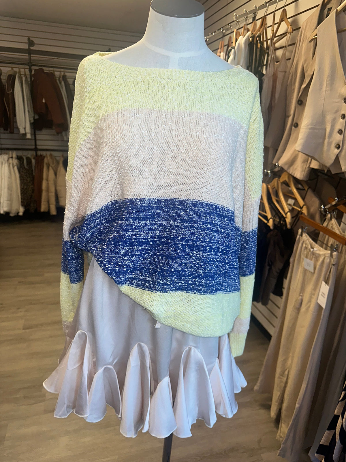 Umgee Yellow Striped Cozy Sweater