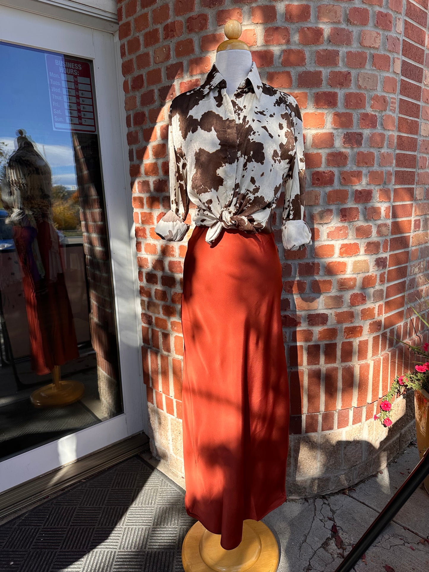 Rust Satin Maxi Skirt