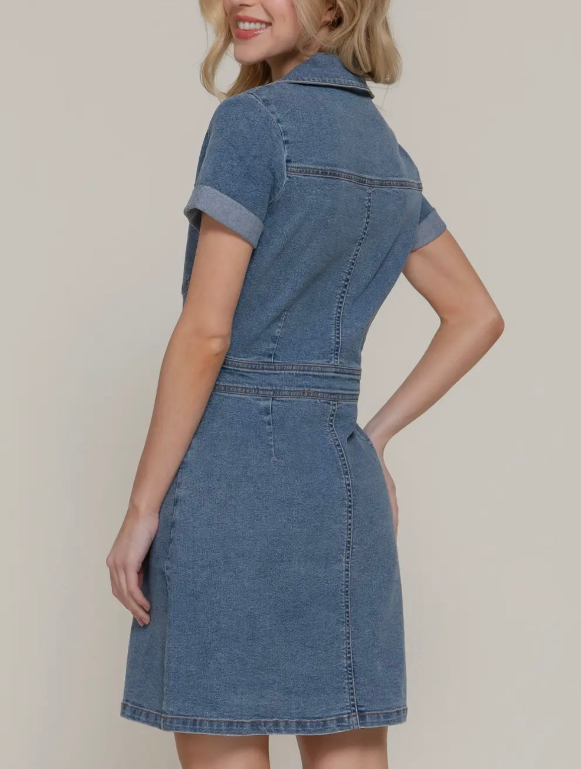Stretch Denim Button Up Dress