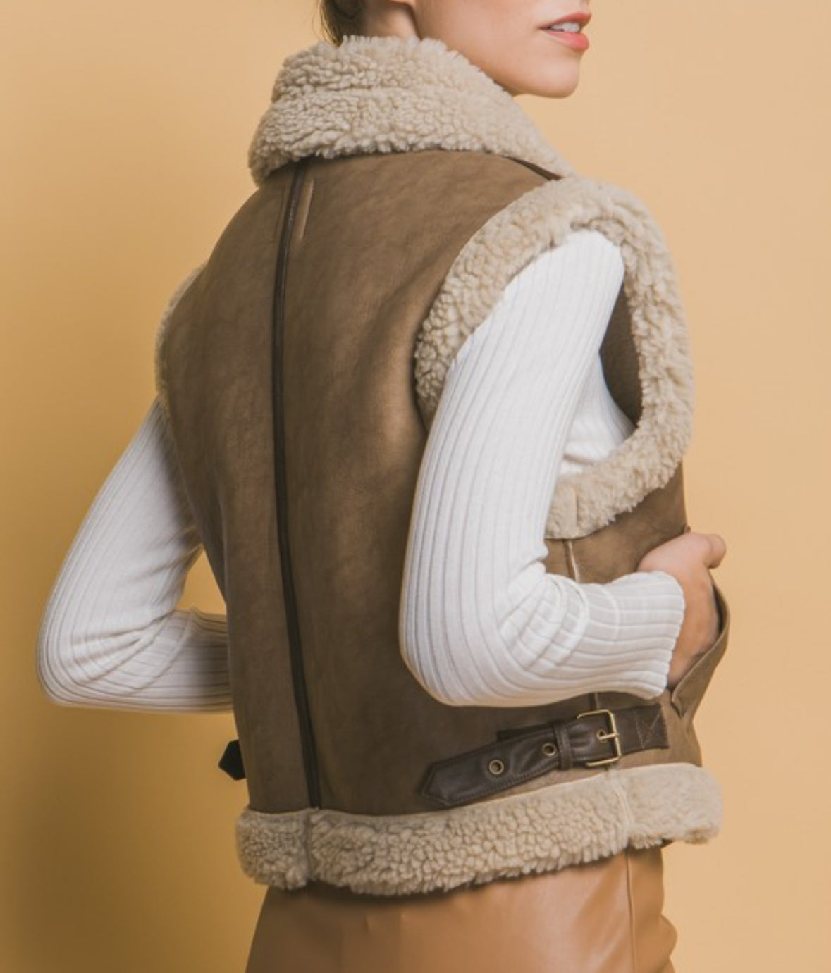 Faux Sherpa Lined Brown Vest