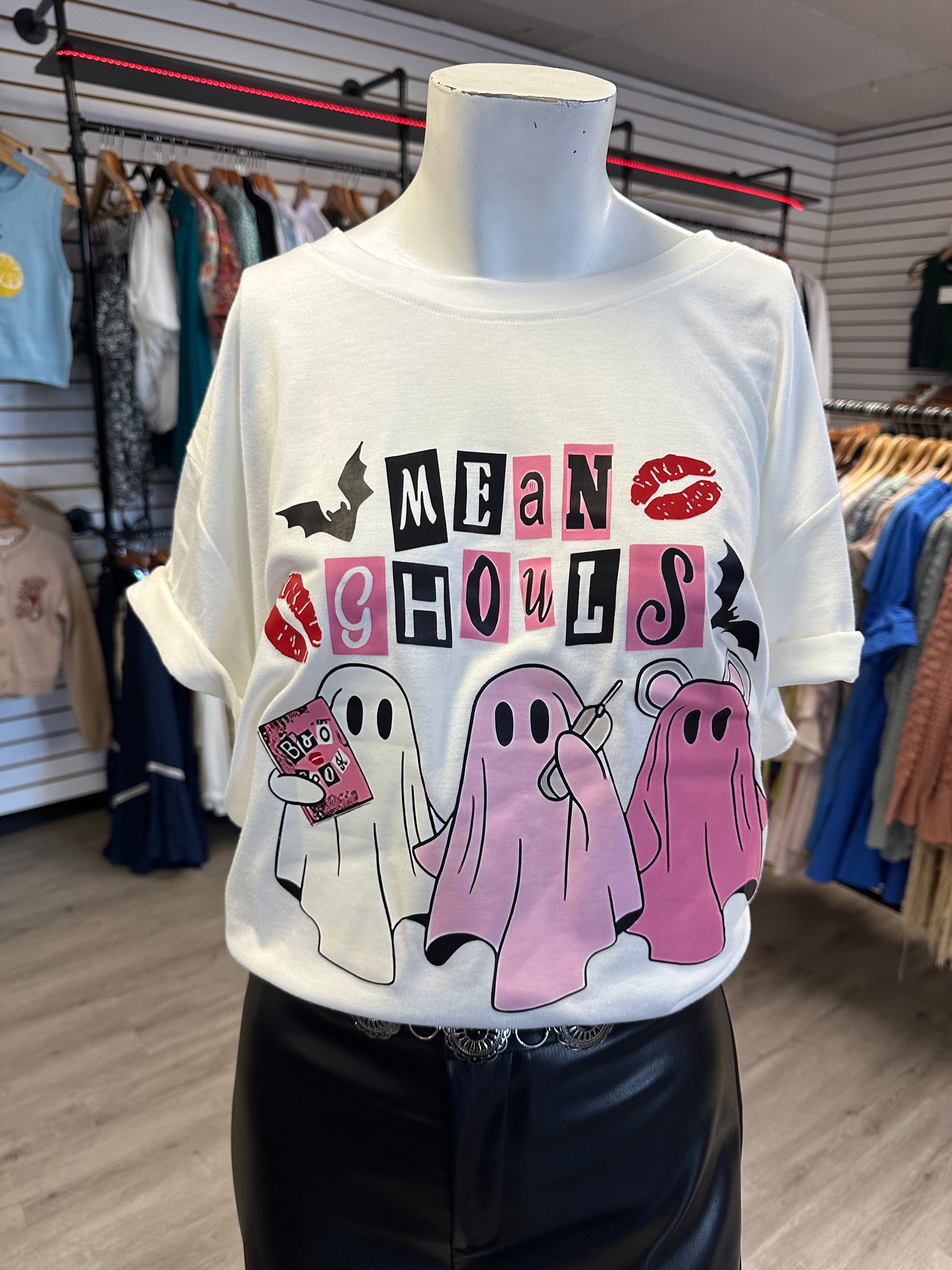 Spooky Mean Ghouls White Graphic Tee