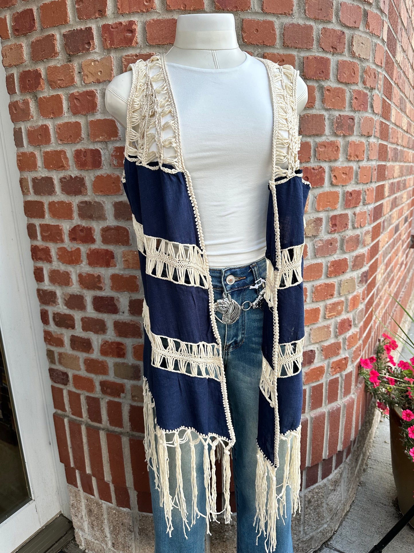 Fringe Sleeveless Boho Kimono