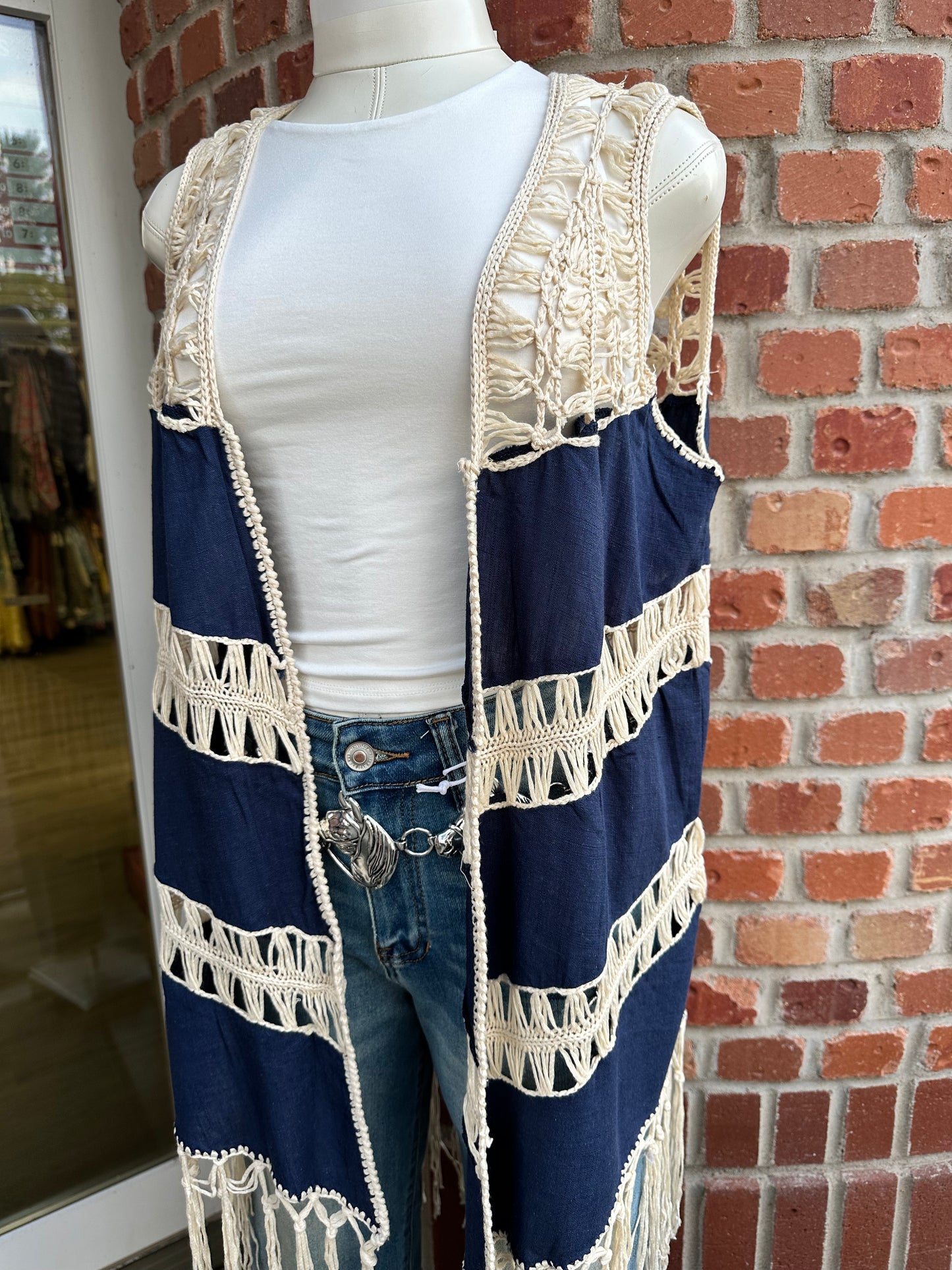 Fringe Sleeveless Boho Kimono