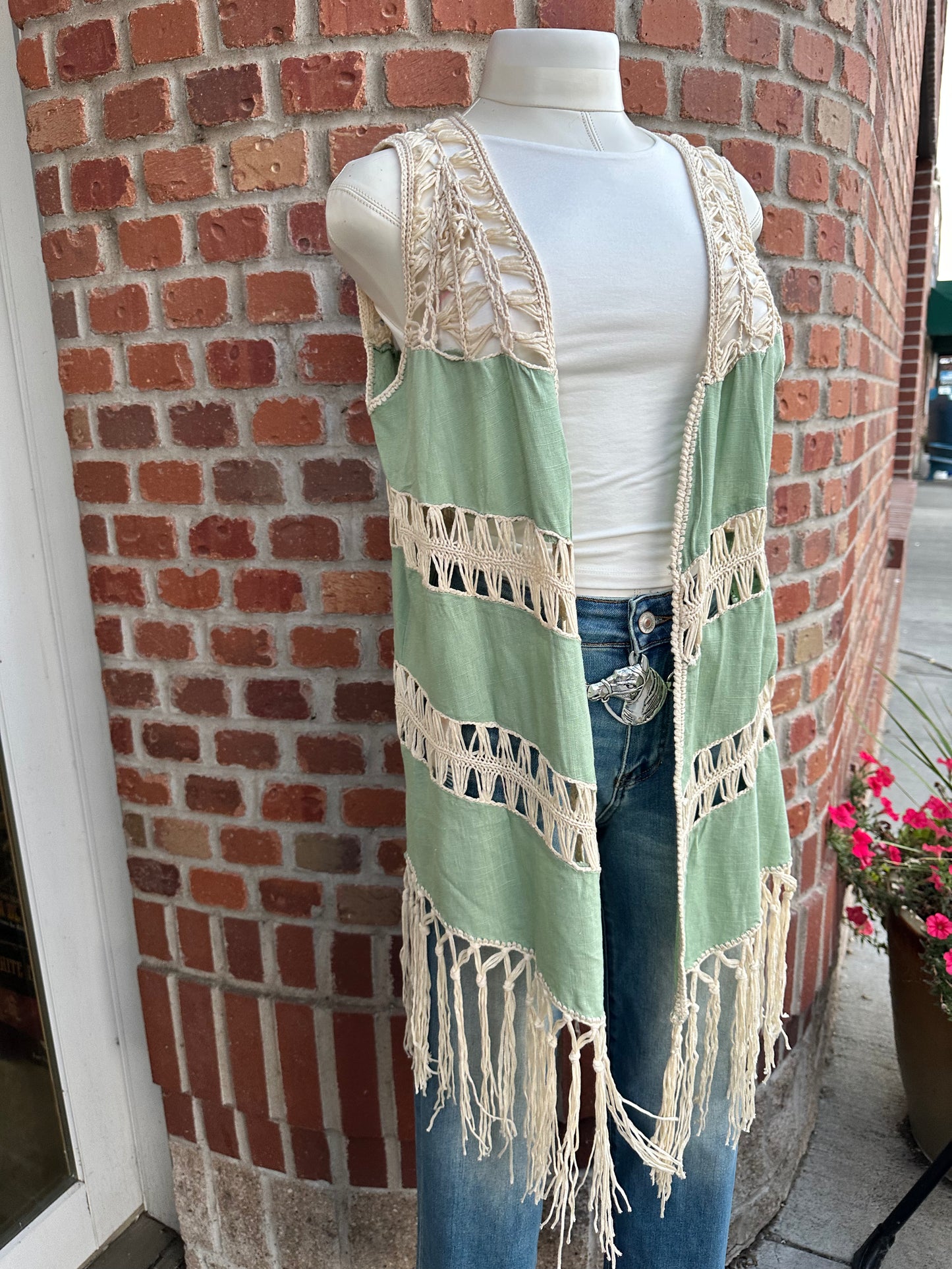 Fringe Sleeveless Boho Kimono