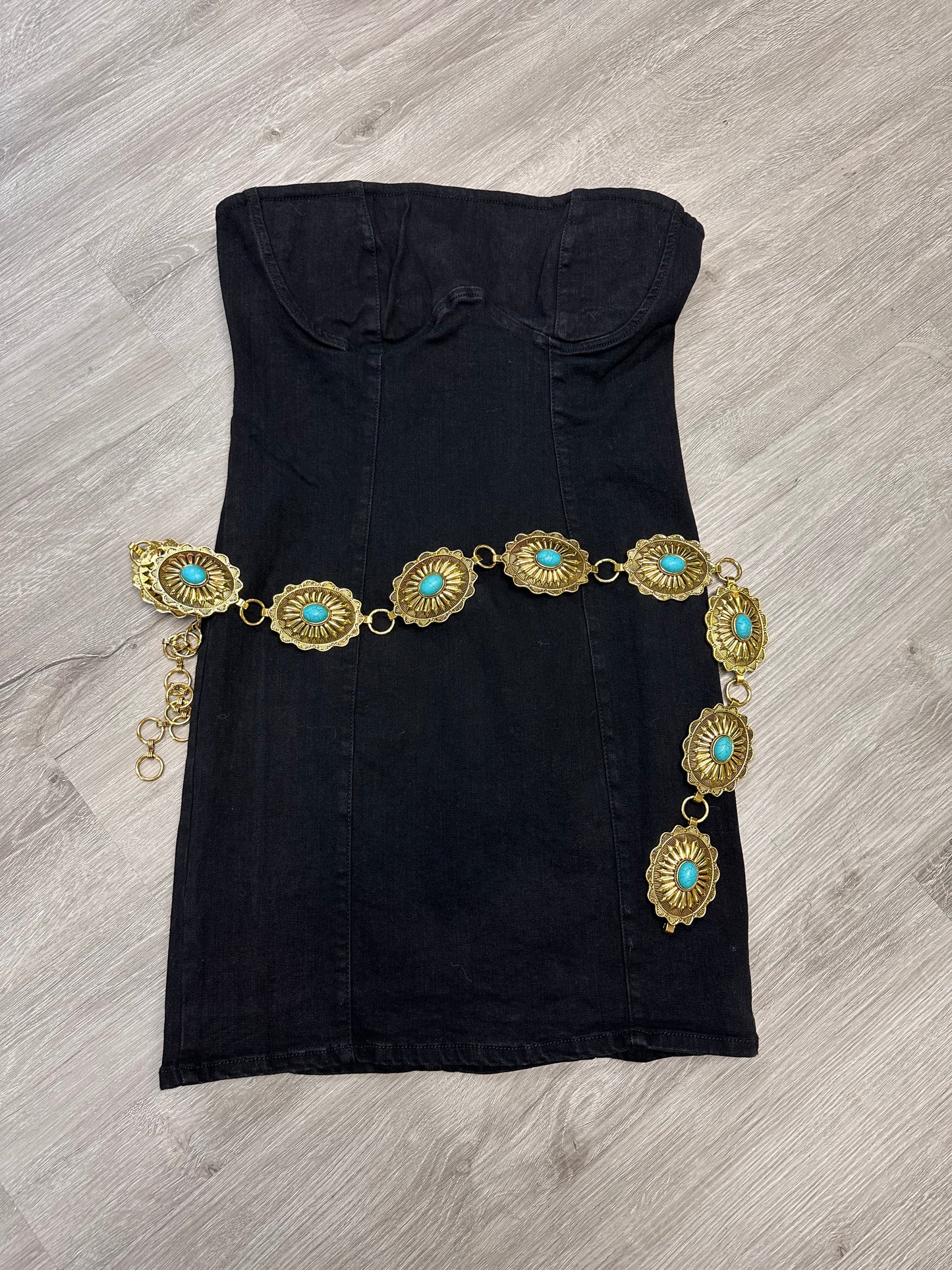 Denim Strapless Fitted Dress