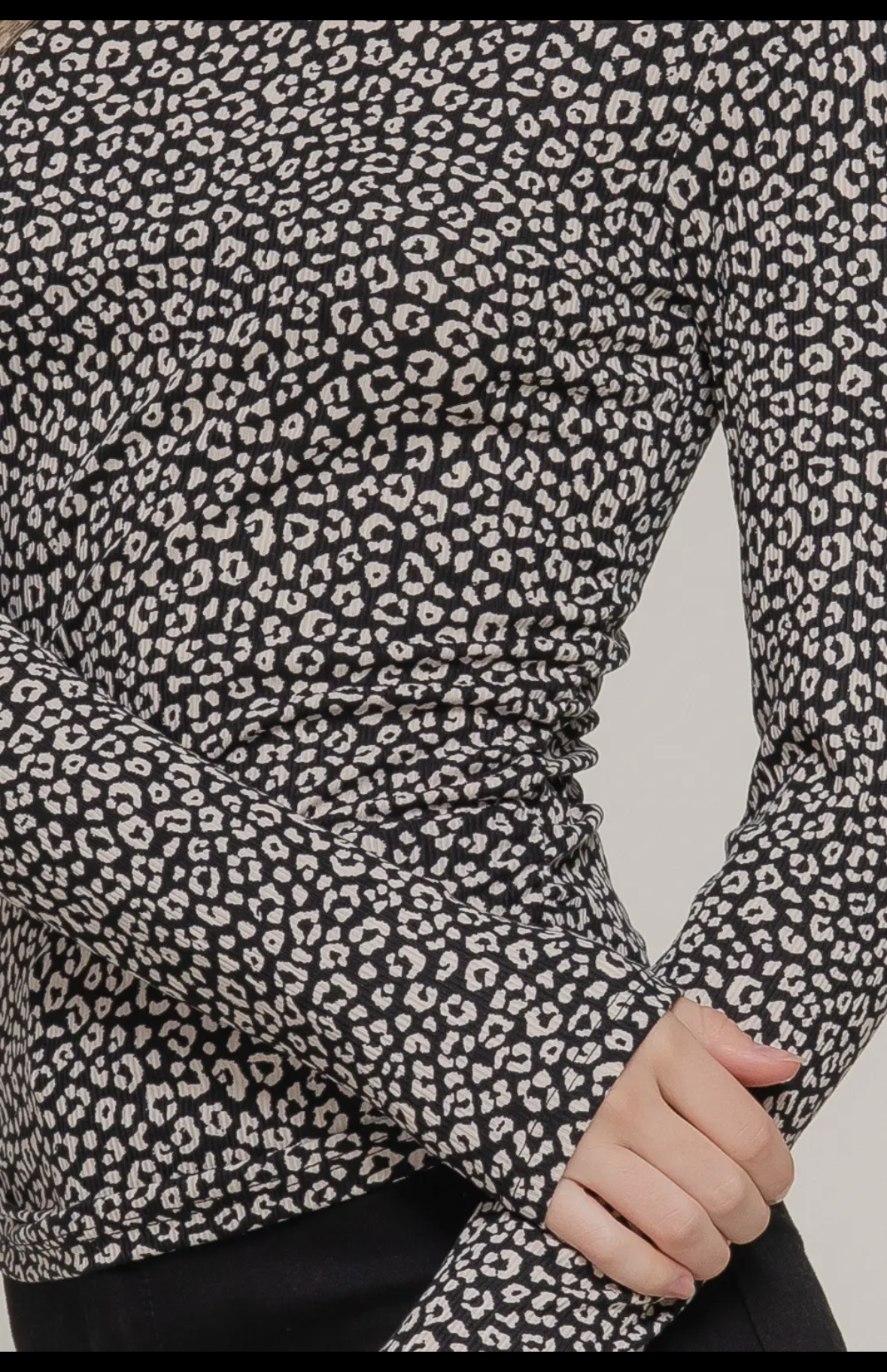 Black and White Animal Print Turtle Neck