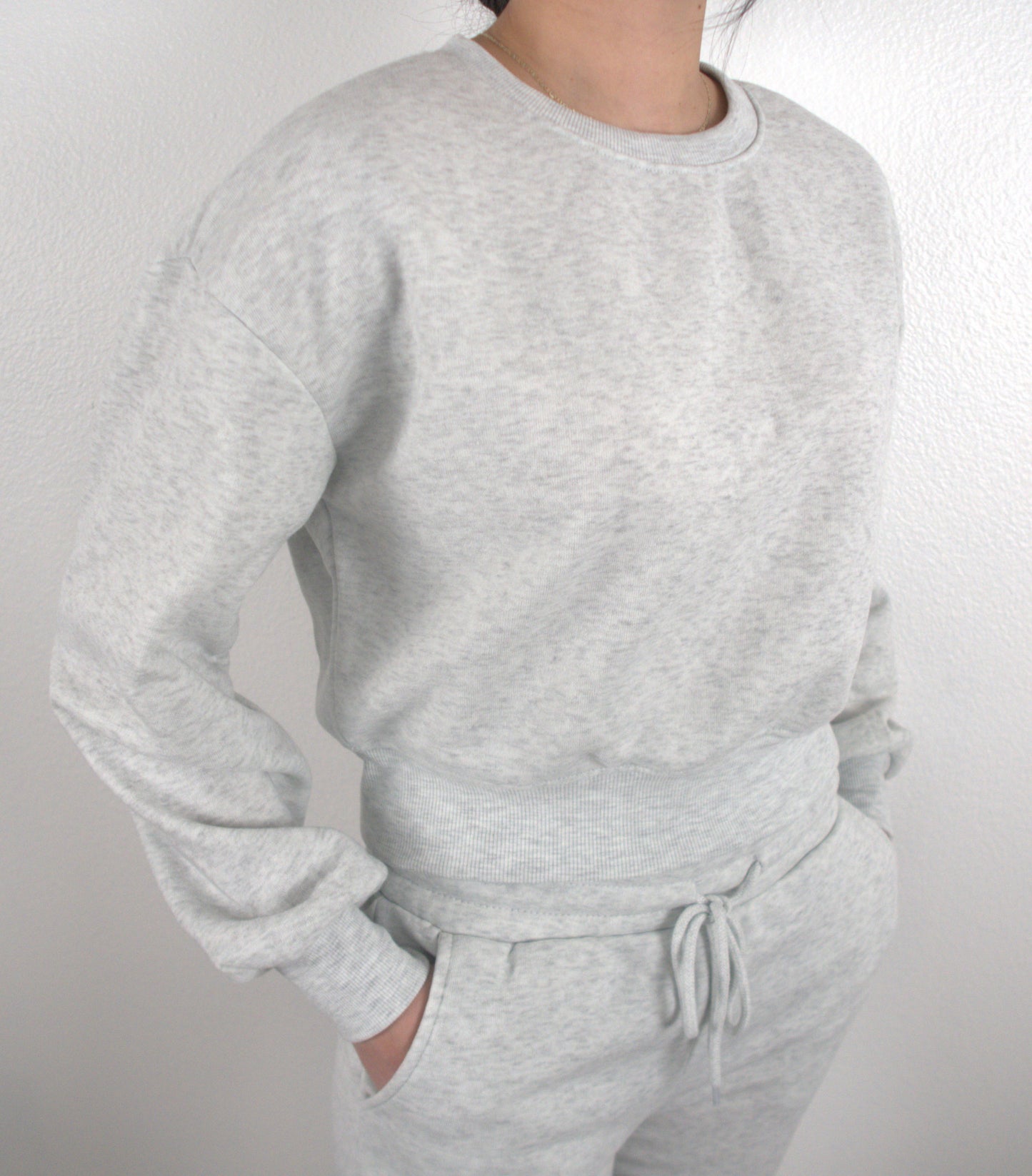 The Light Gray Fleece Wide Leg 2 Piece Set