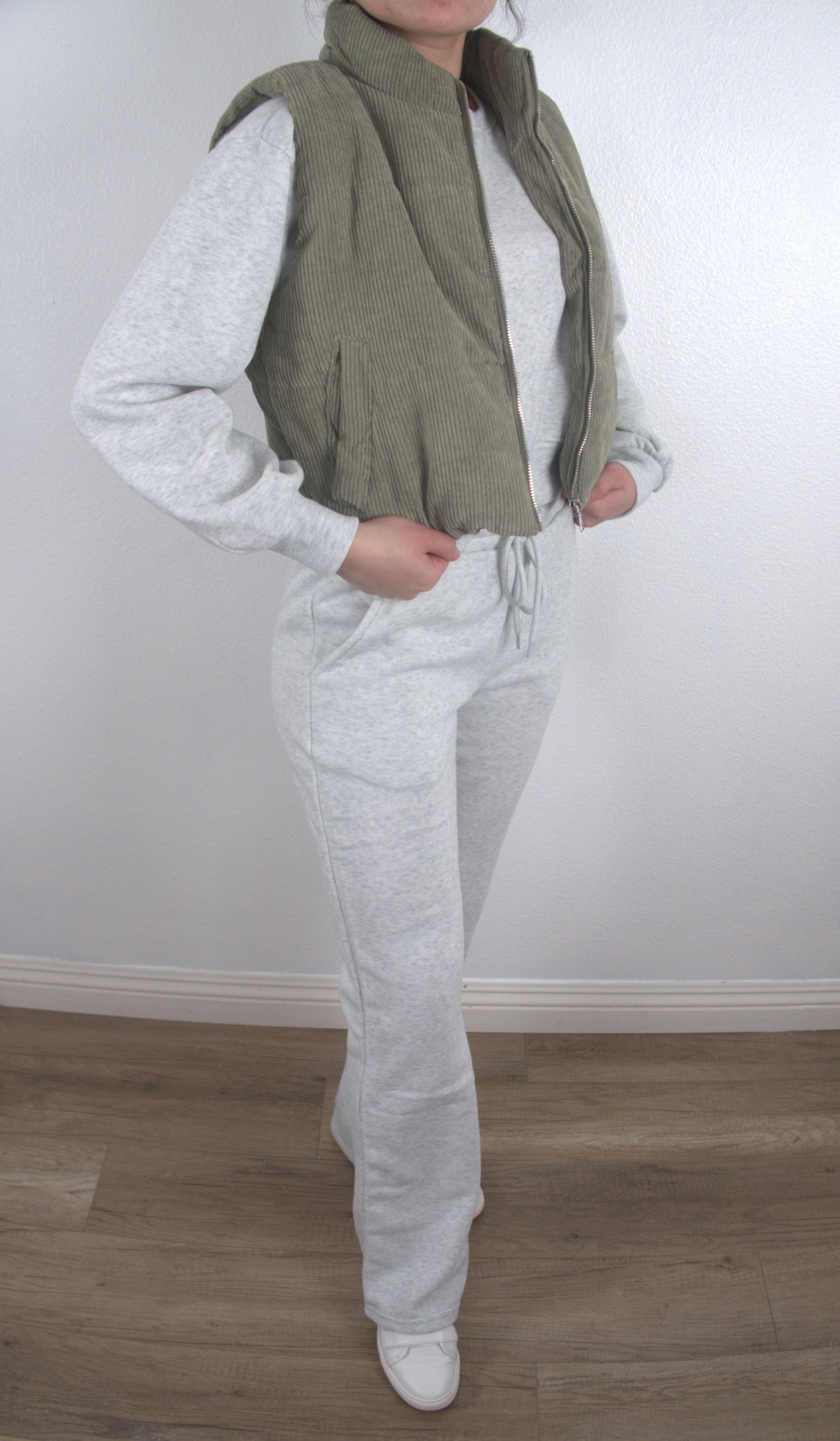 The Light Gray Fleece Wide Leg 2 Piece Set