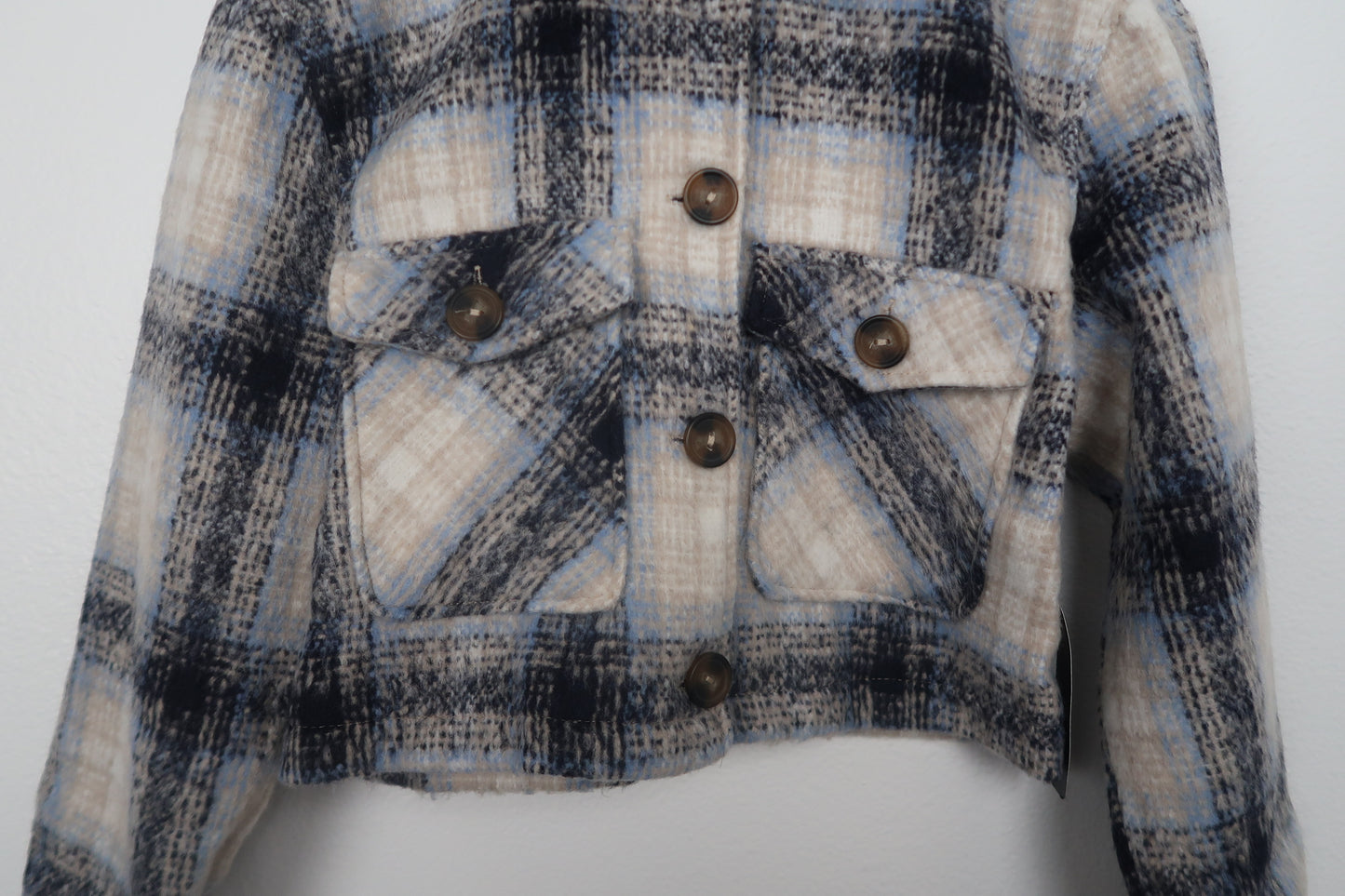 The Blue Plaid Cropped Plaid Jacket