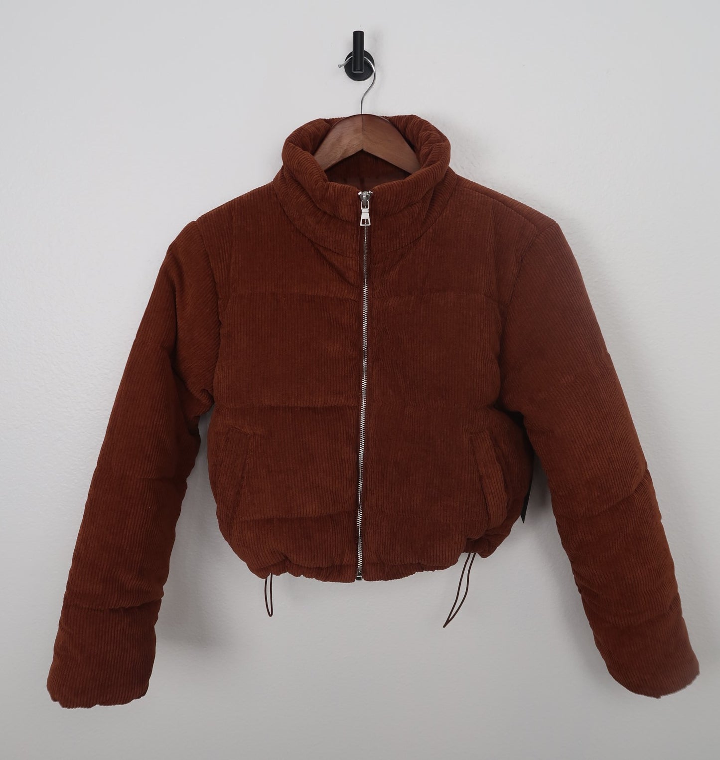 The Corduroy Brown Cropped Puffer Jacket