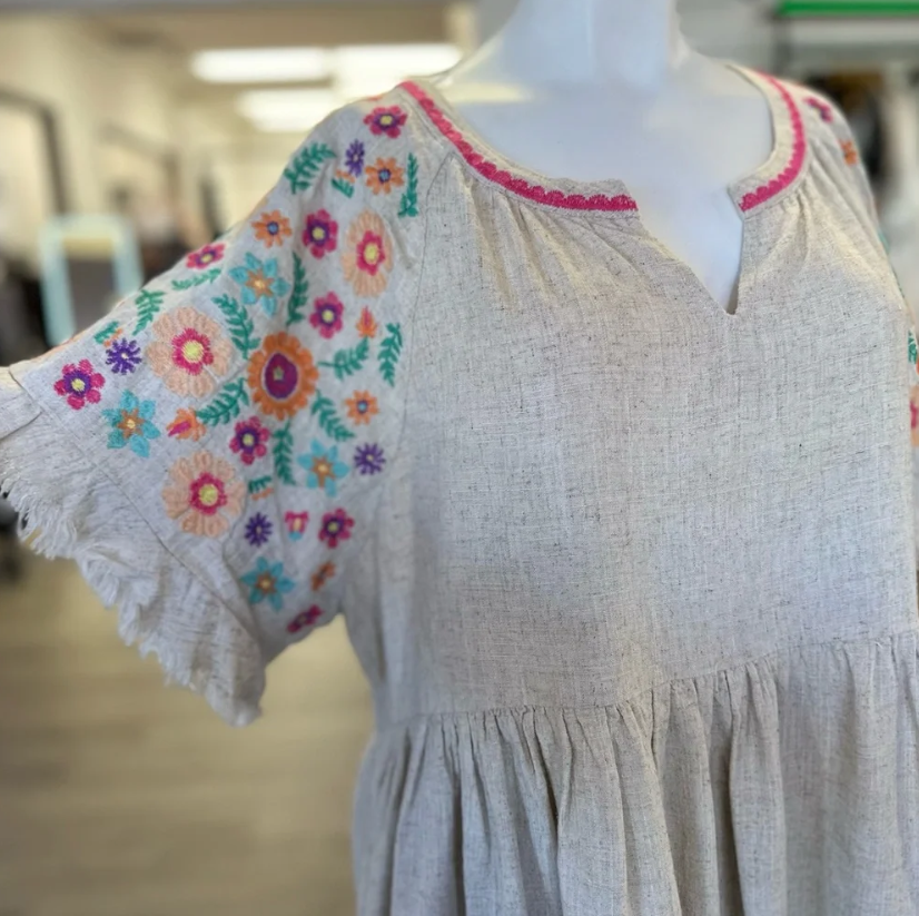 Umgee Embroidered Beige Shirt
