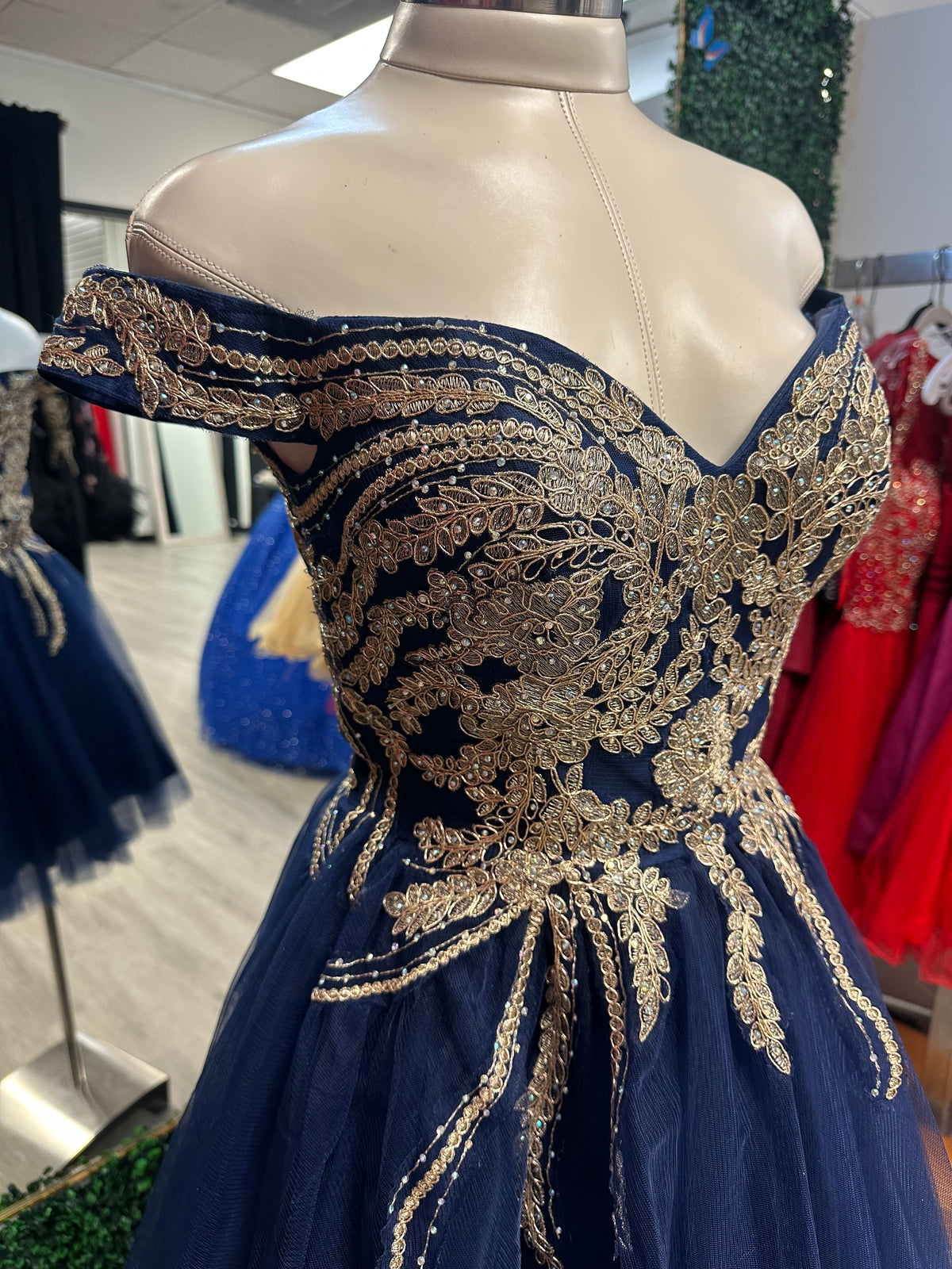Blue and Gold Embroidered Dress
