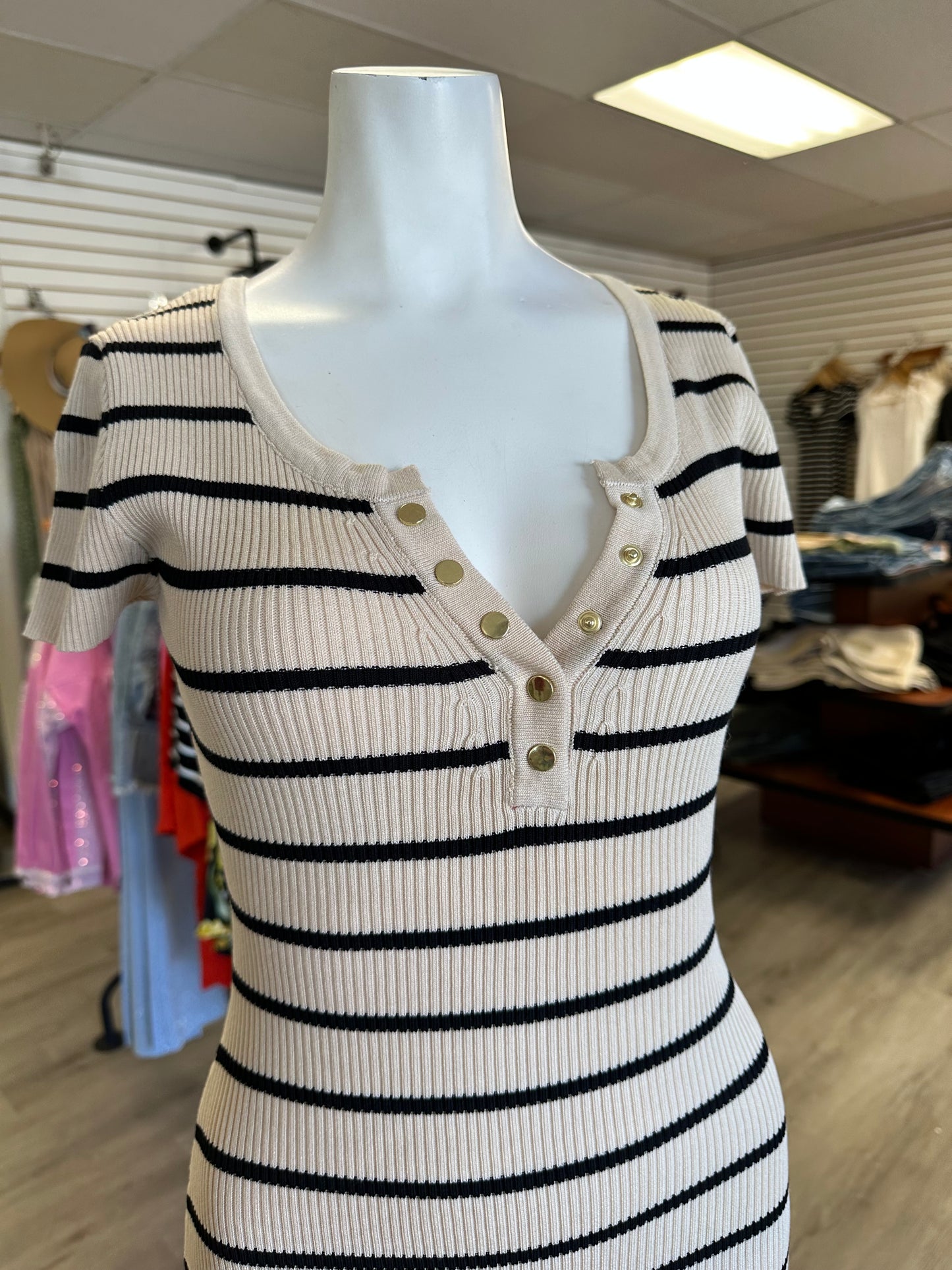 Striped Midi Bodycon Dress