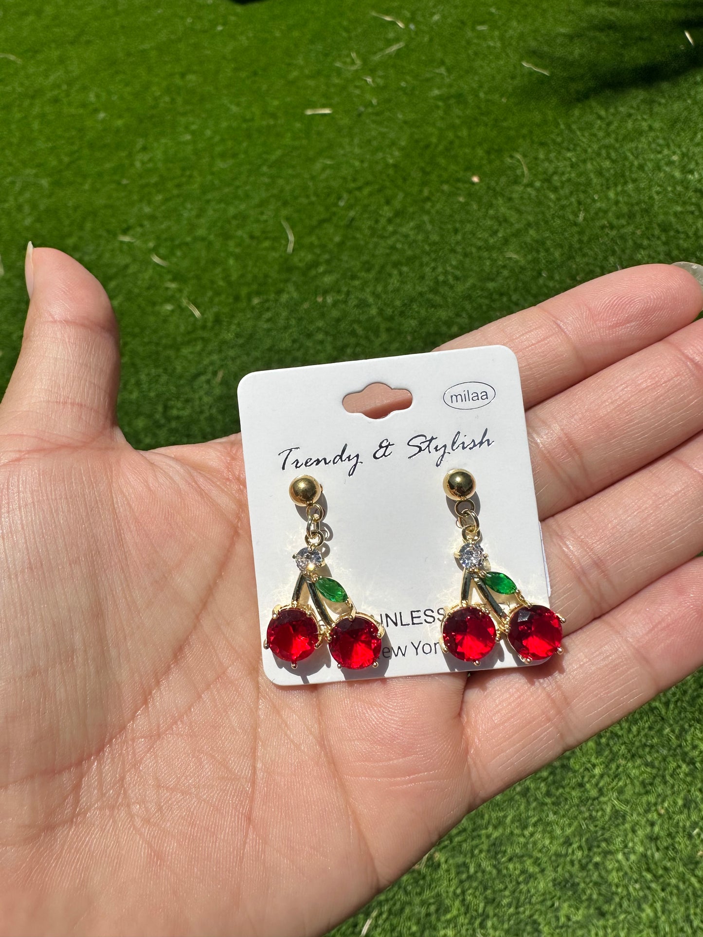 Gold Cherry Earrings
