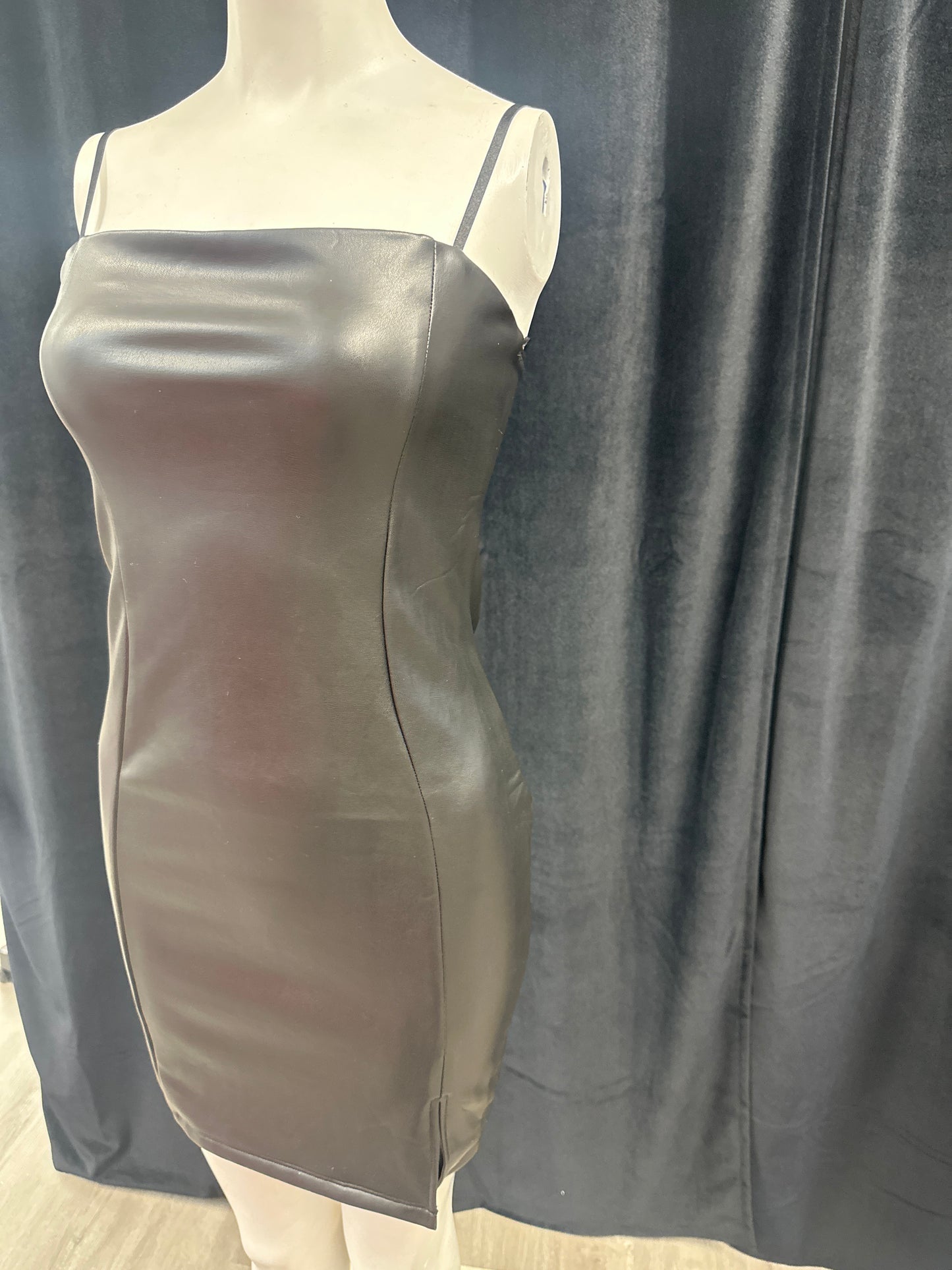 Faux Leather Fitted Mini Dress