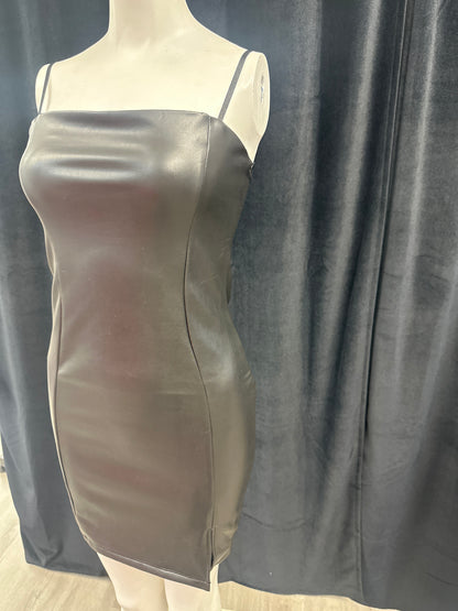 Faux Leather Fitted Mini Dress