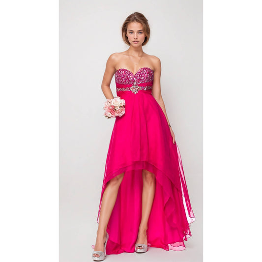 Hot Pink Sweetheard Beaded Cocktail Dress