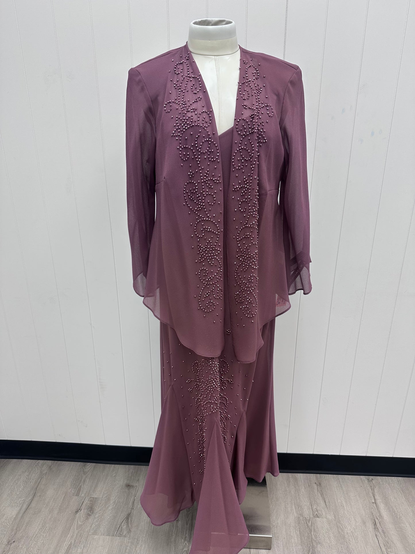 Dusty Plum Embellished Dress with Jacket