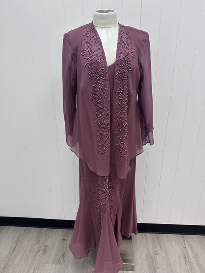 Dusty Plum Embellished Dress with Jacket