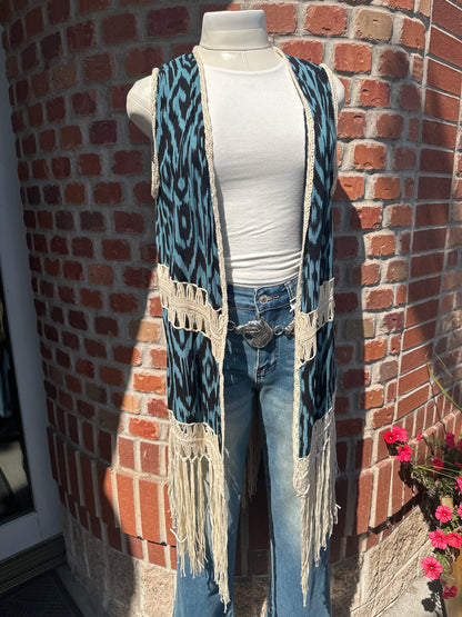 Fringe Sleeveless Boho Kimono