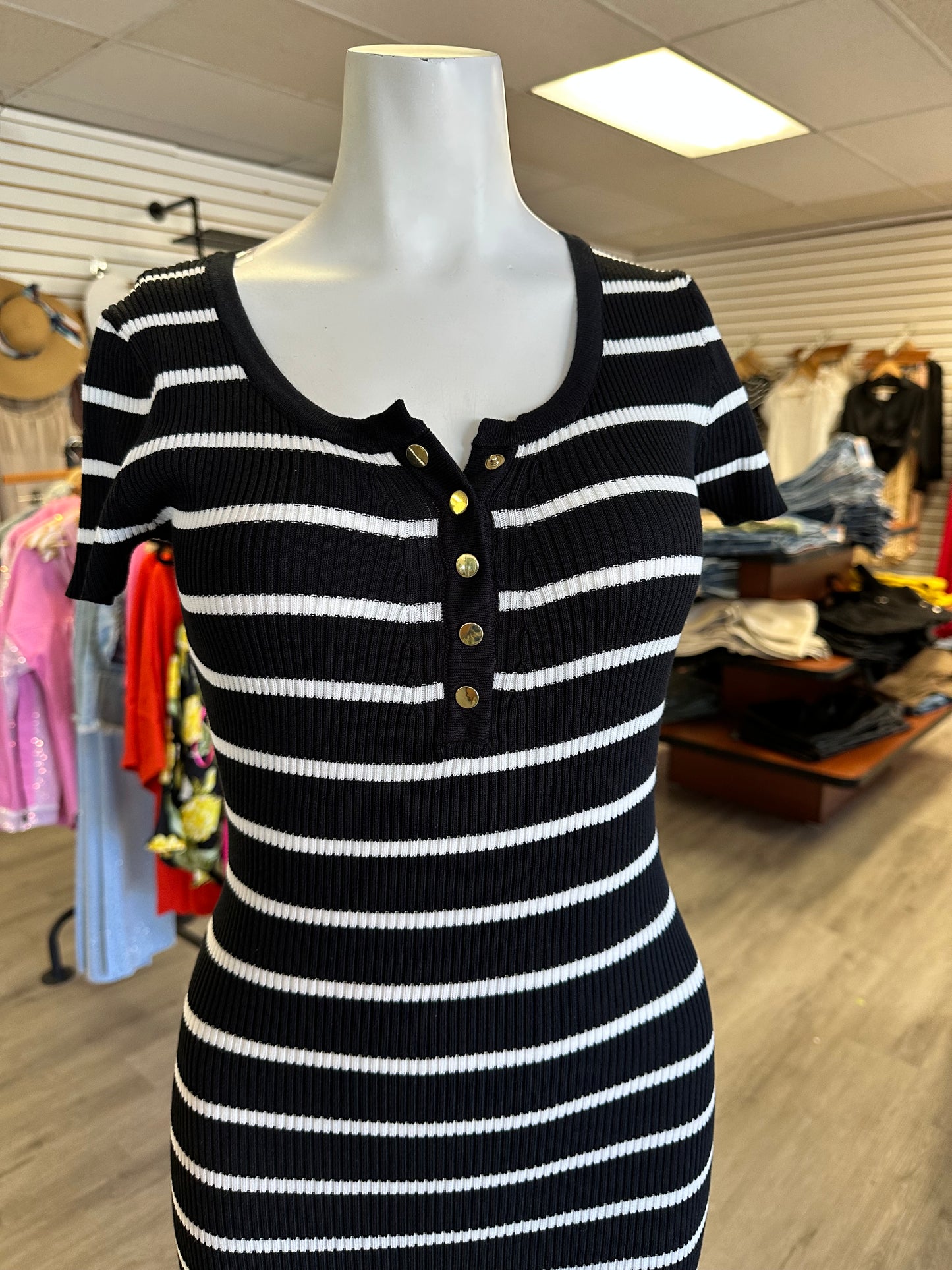 Striped Midi Bodycon Dress