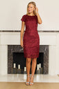 Short Lace Cocktail Dress in Burgundy