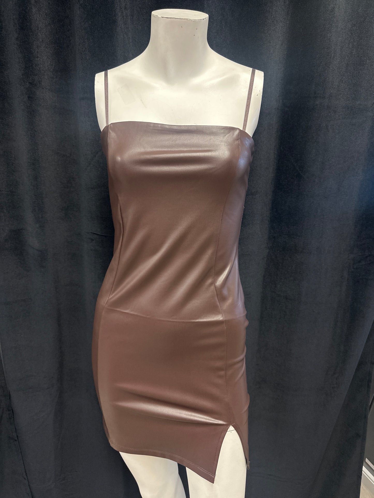 Faux Leather Fitted Mini Dress