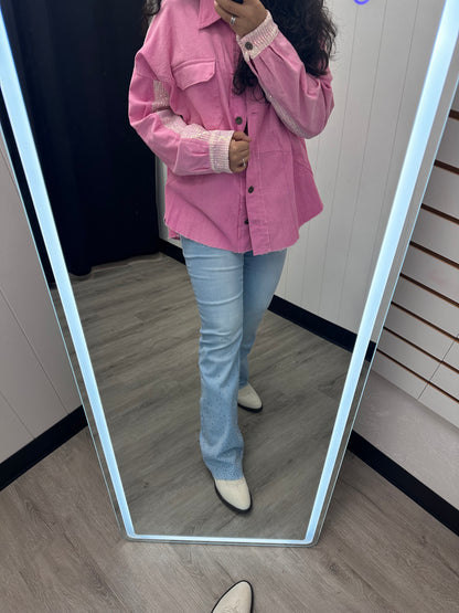 Mid Rise Light Wash Flare Sparkle Jeans