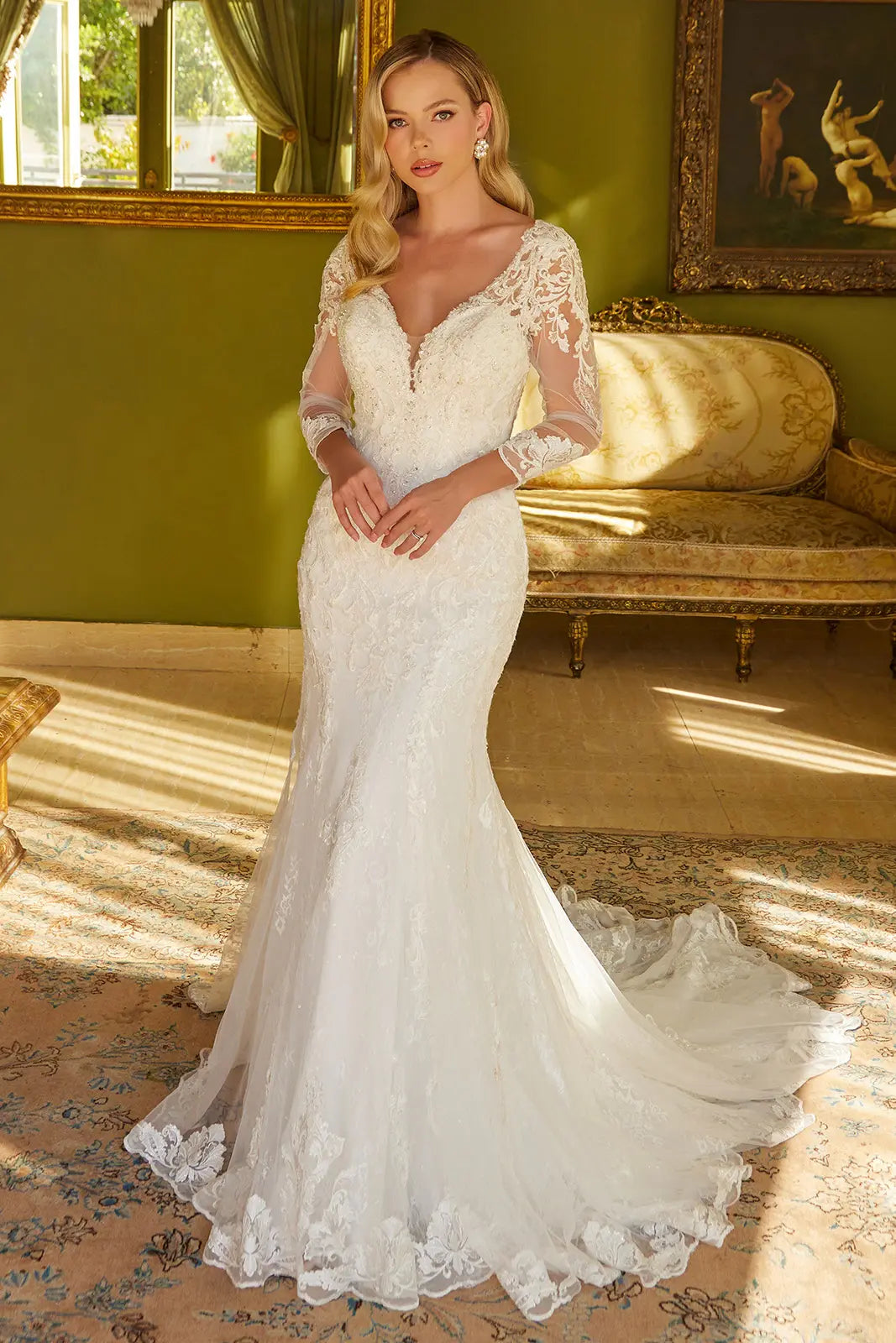 White Bridal Elegant Trumpet Silhouette Wedding Dress