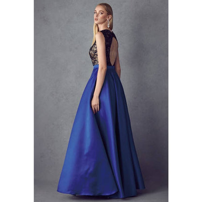 Two Tone Sequin Bodice Ball gown Dress