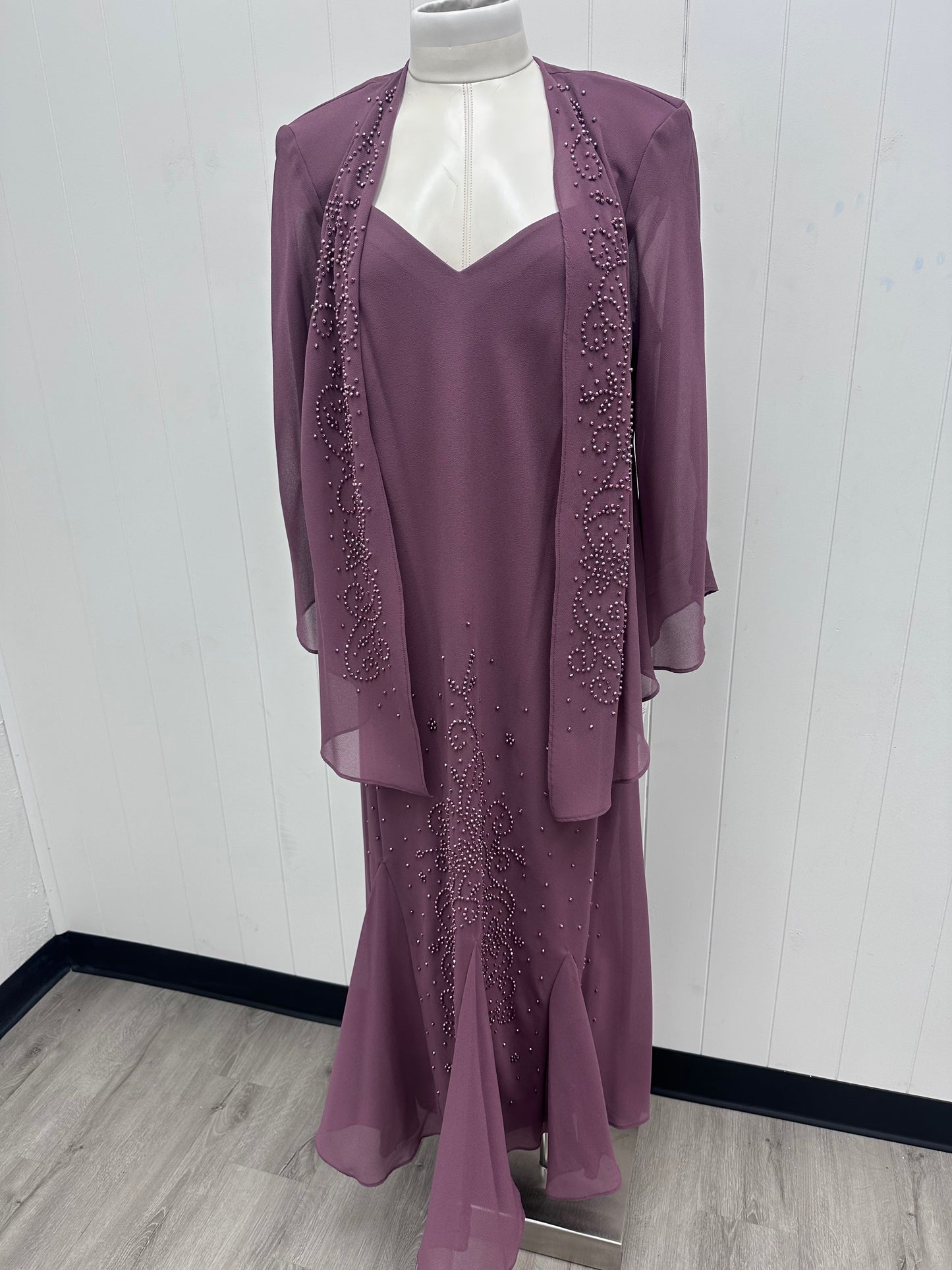Dusty Plum Embellished Dress with Jacket