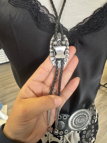 Faux Leather Western Necklace White